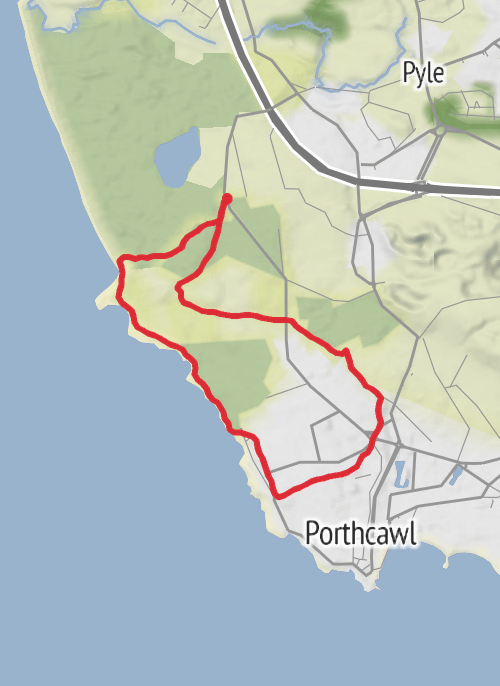 Kenfig loop via Porthcawl. mobile static map