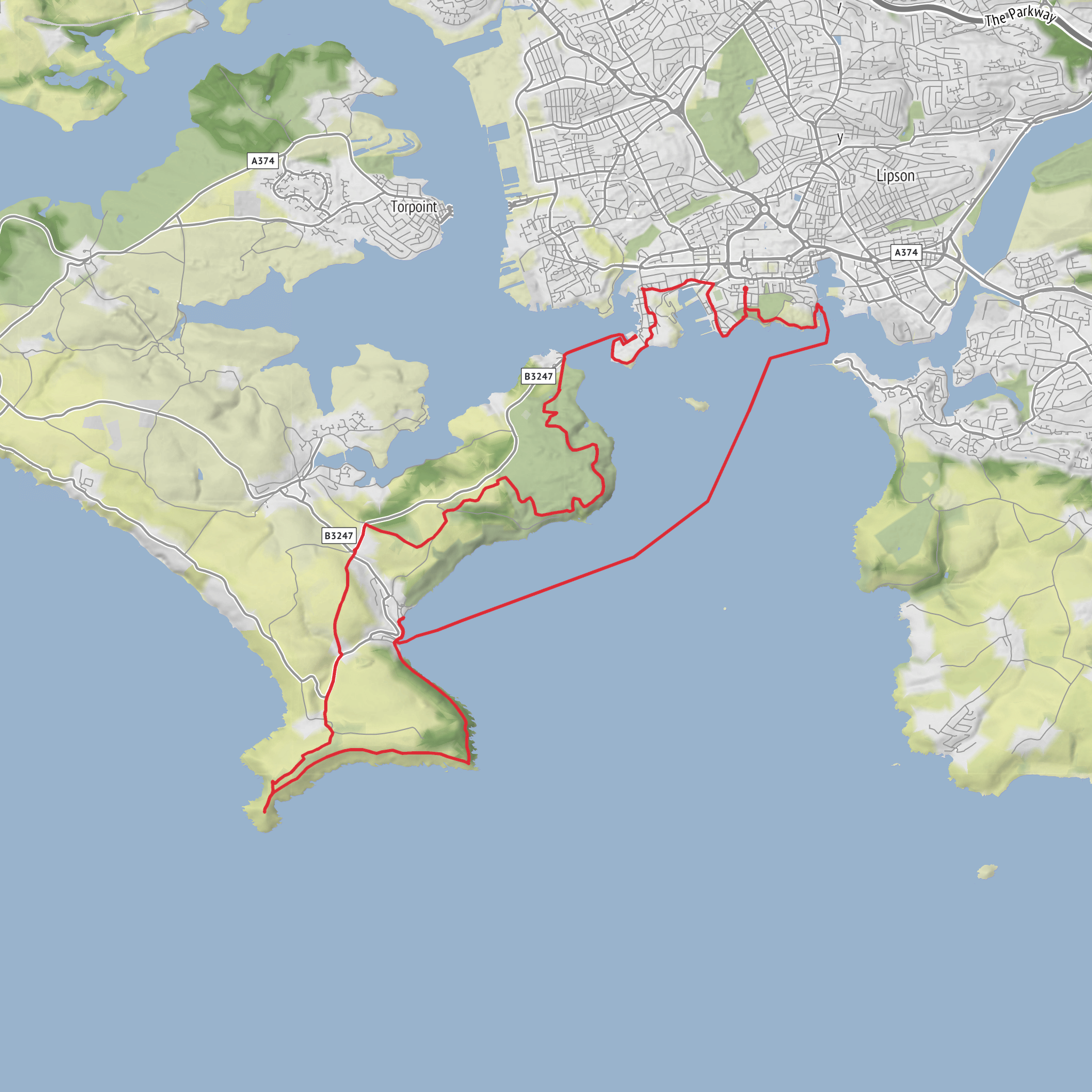 Barbican, Cawsand, Rame, Edgecombe, Royal William and Hoe Loop mobile static map