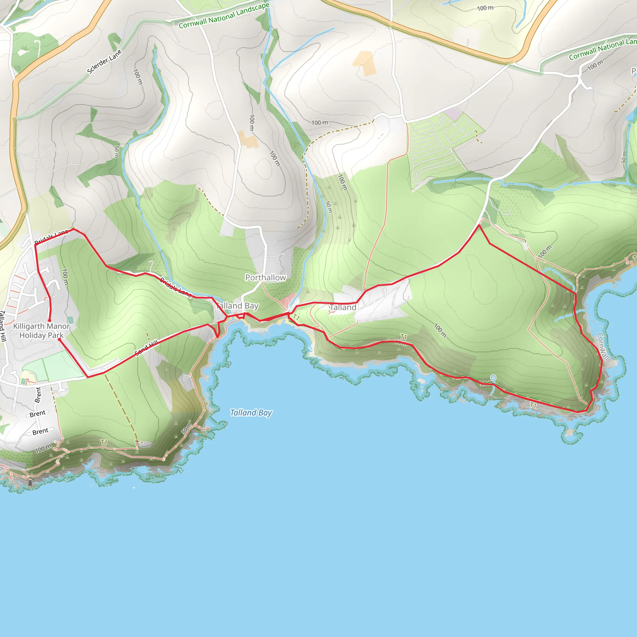 Killigarth to Talland Bay and Hendersick Walk mobile static map