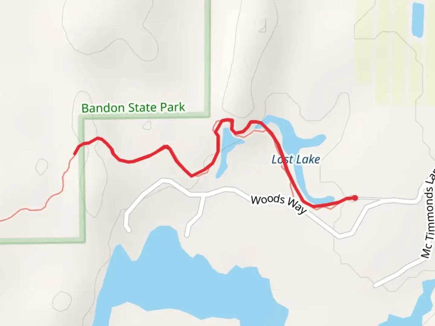 An image depicting the trail Lost Lake and its surrounding area.
