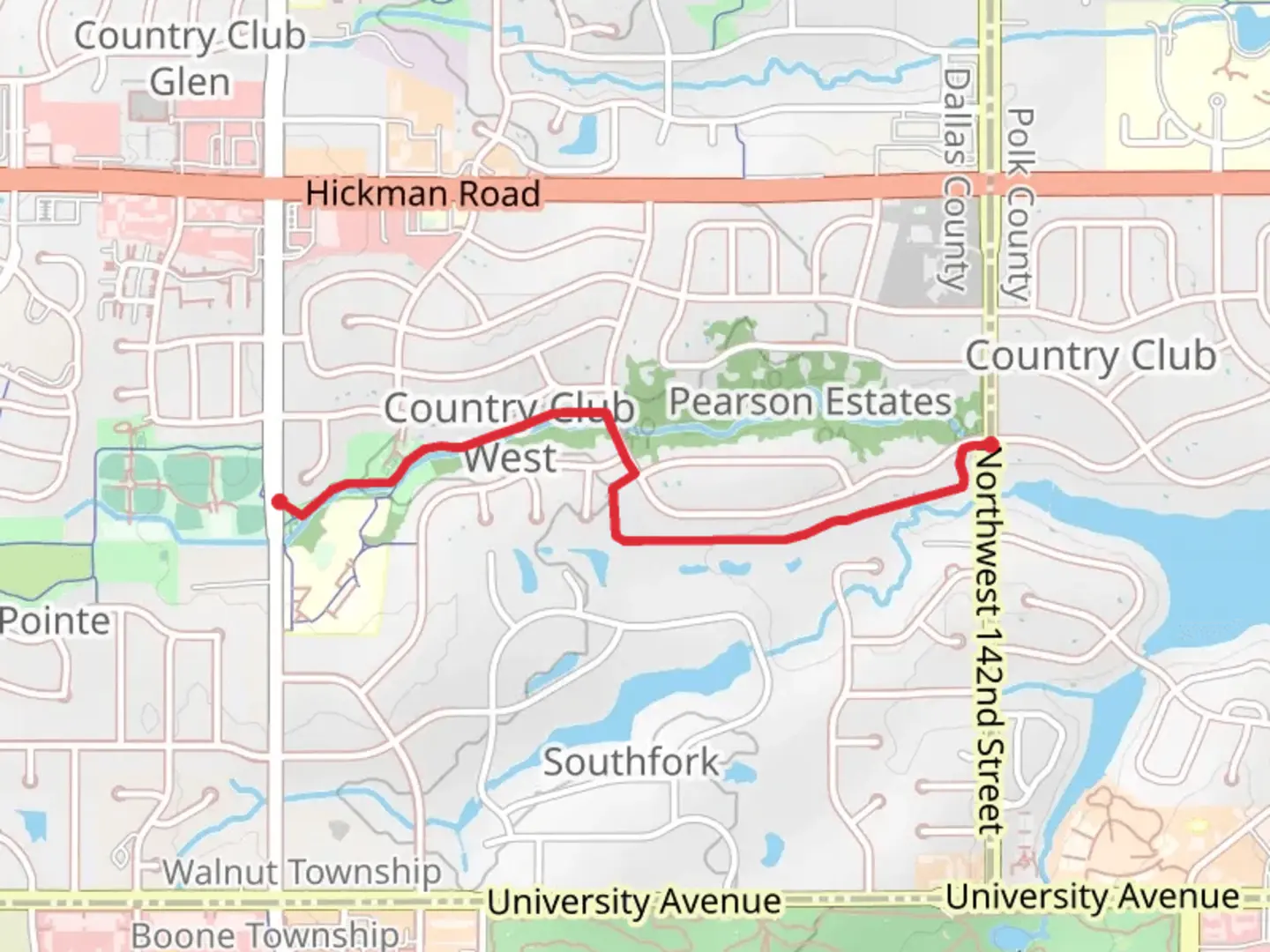 An image depicting the trail Clive Greenbelt Trail - Clive Lake and its surrounding area.