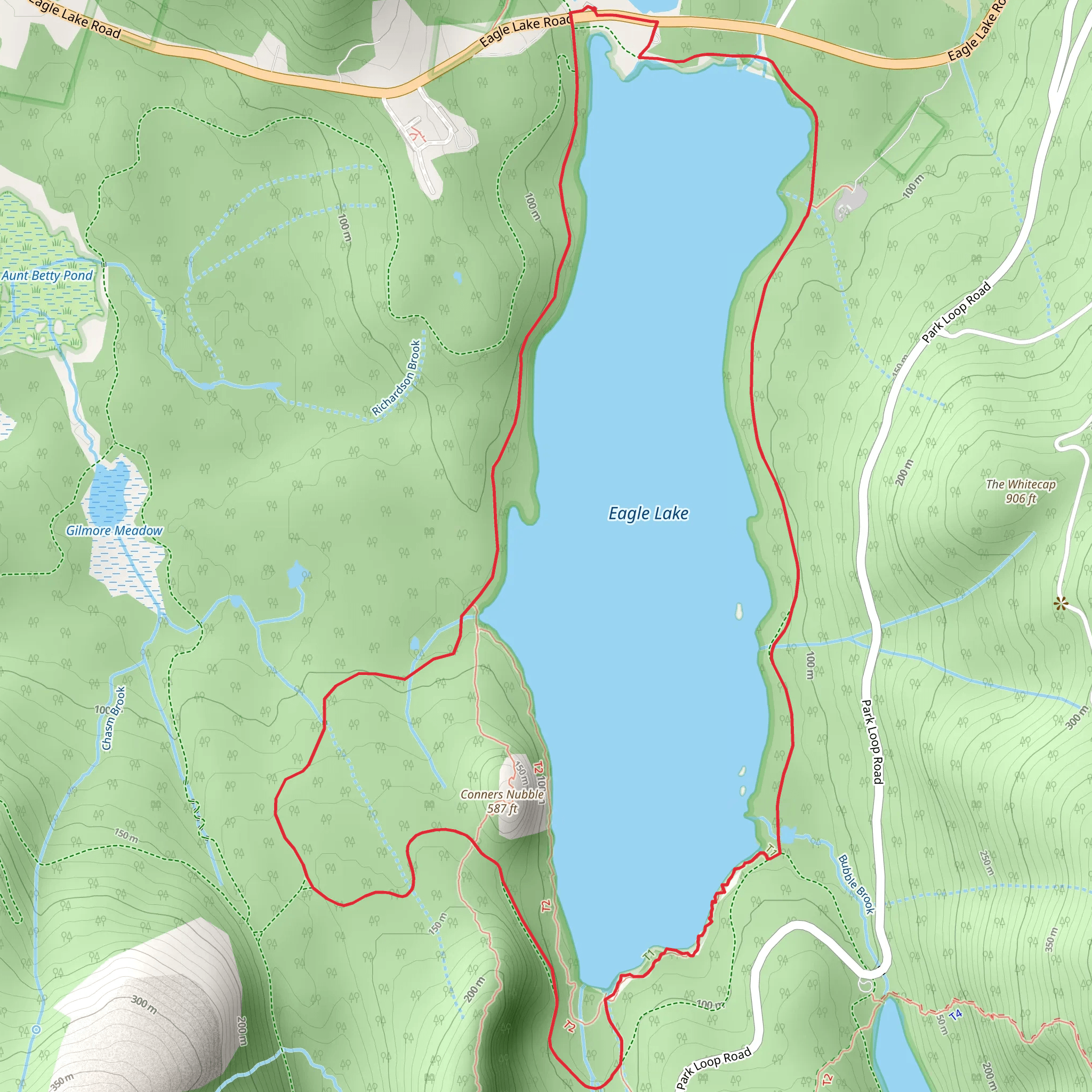 Eagle Lake and Corners Nubble Loop mobile static map