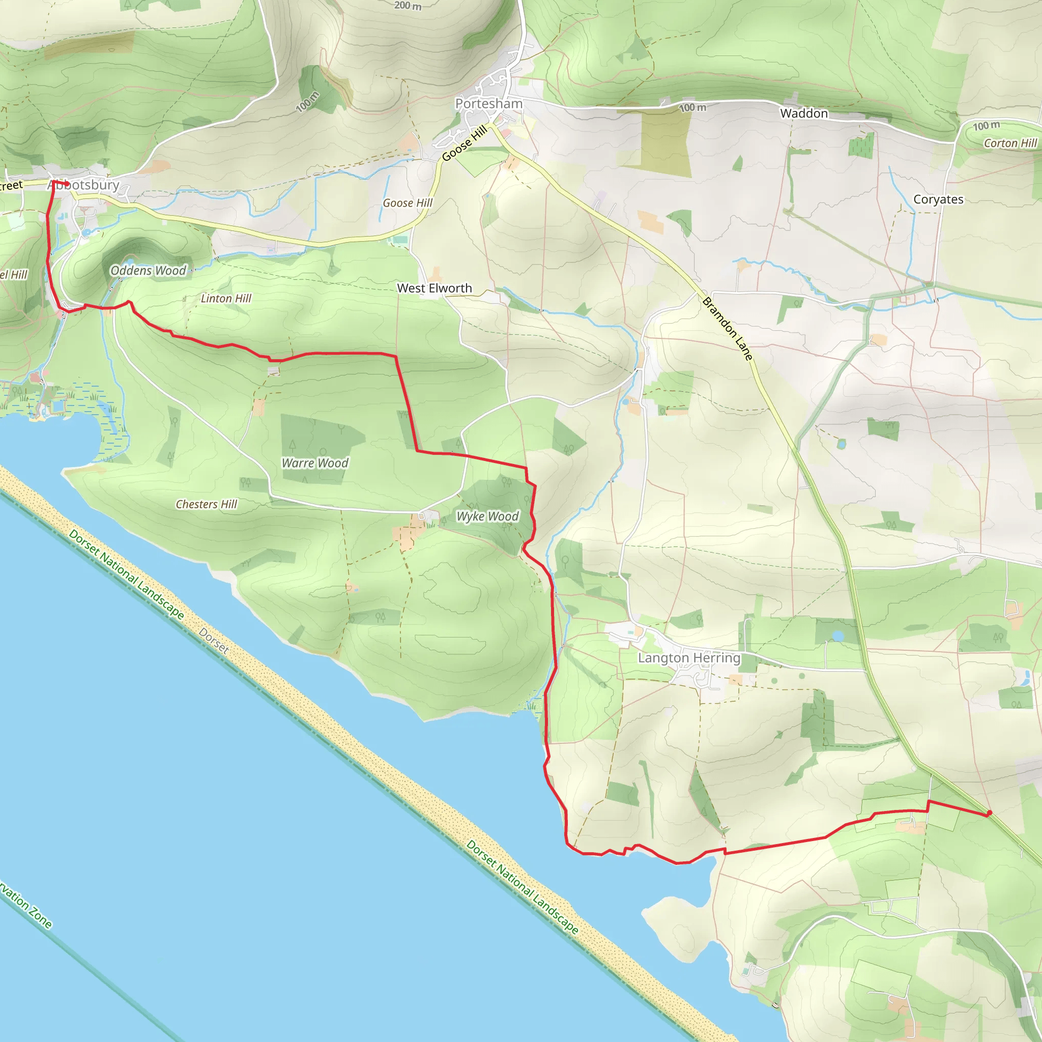 Abbotsbury from the Victoria Inn mobile static map