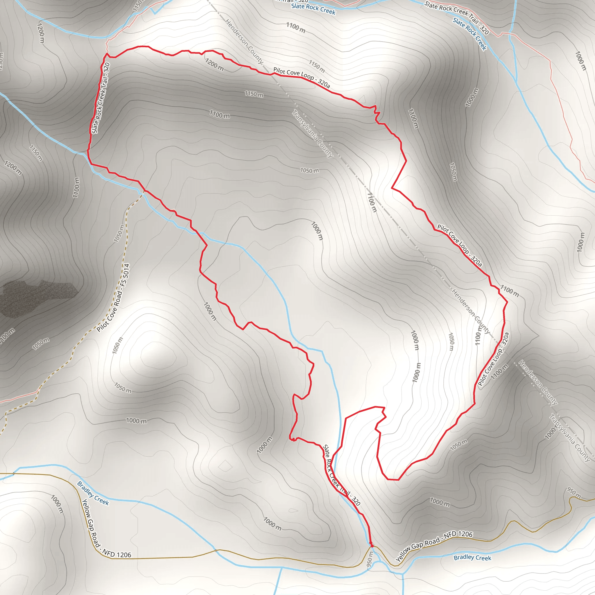 Slate Rock Creek and Pilot Cove Loop Trail mobile static map