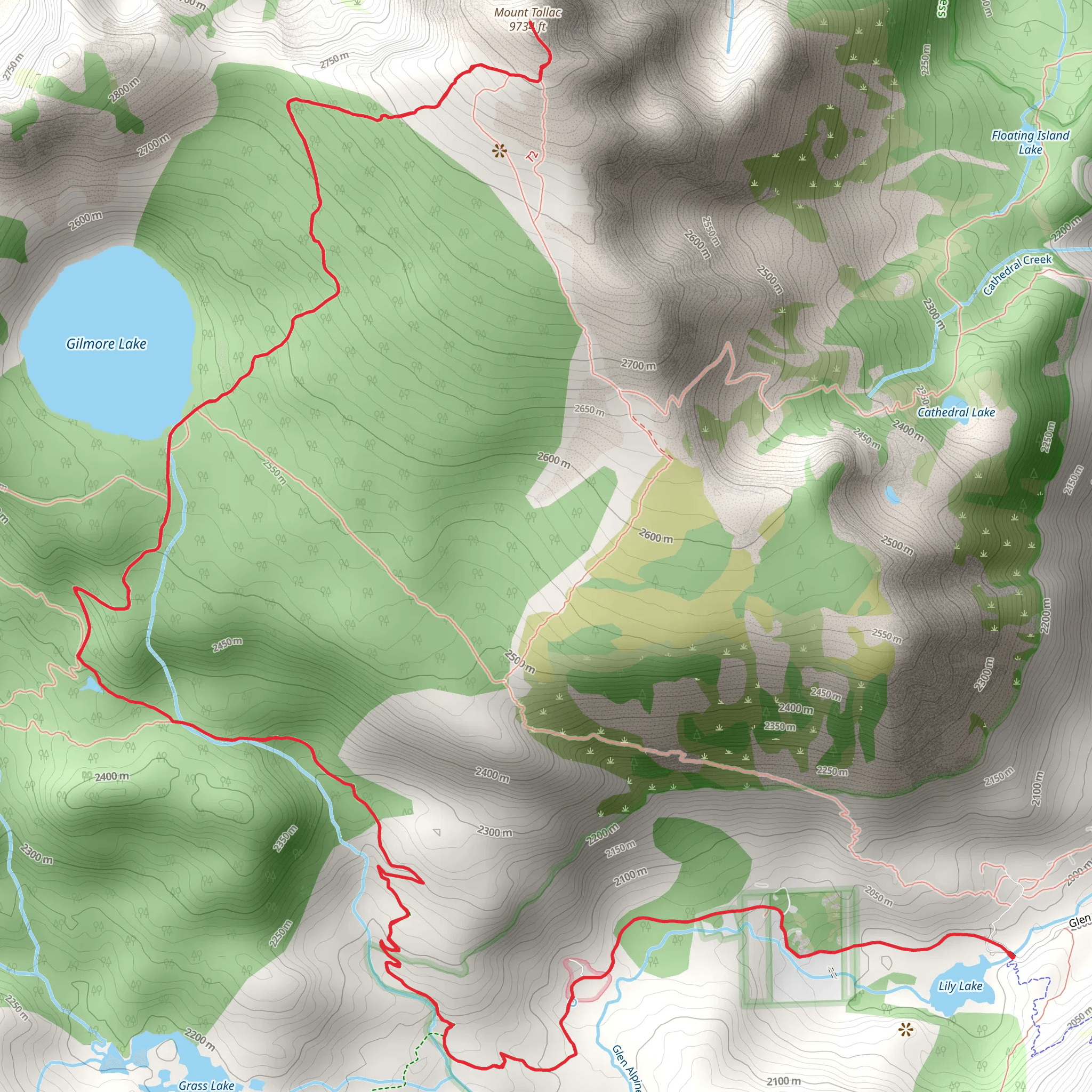 Mount Tallac via Glen Alpine Trail mobile static map