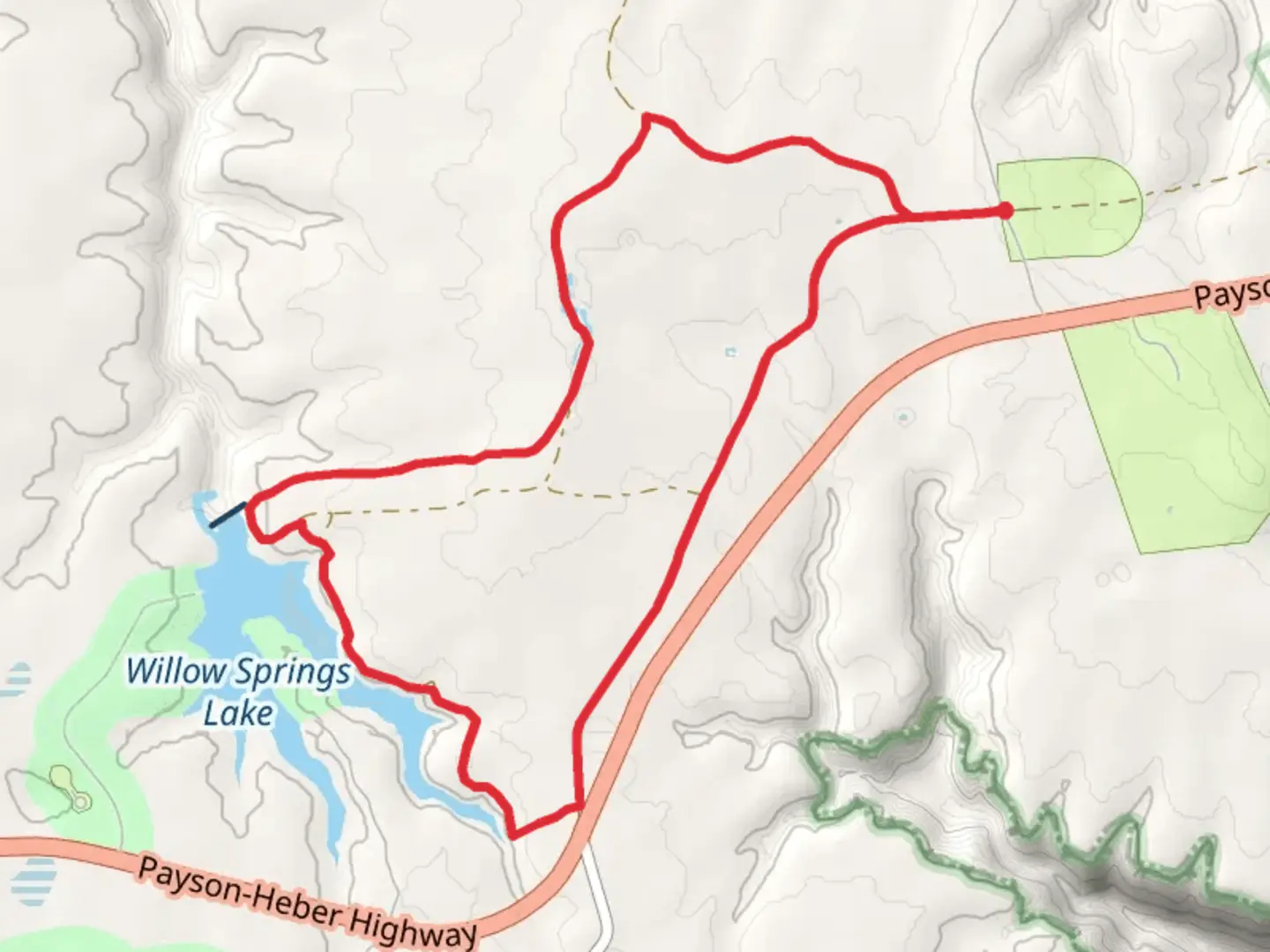 An image depicting the trail Old Rim Road and Willow Springs Lake Loop and its surrounding area.