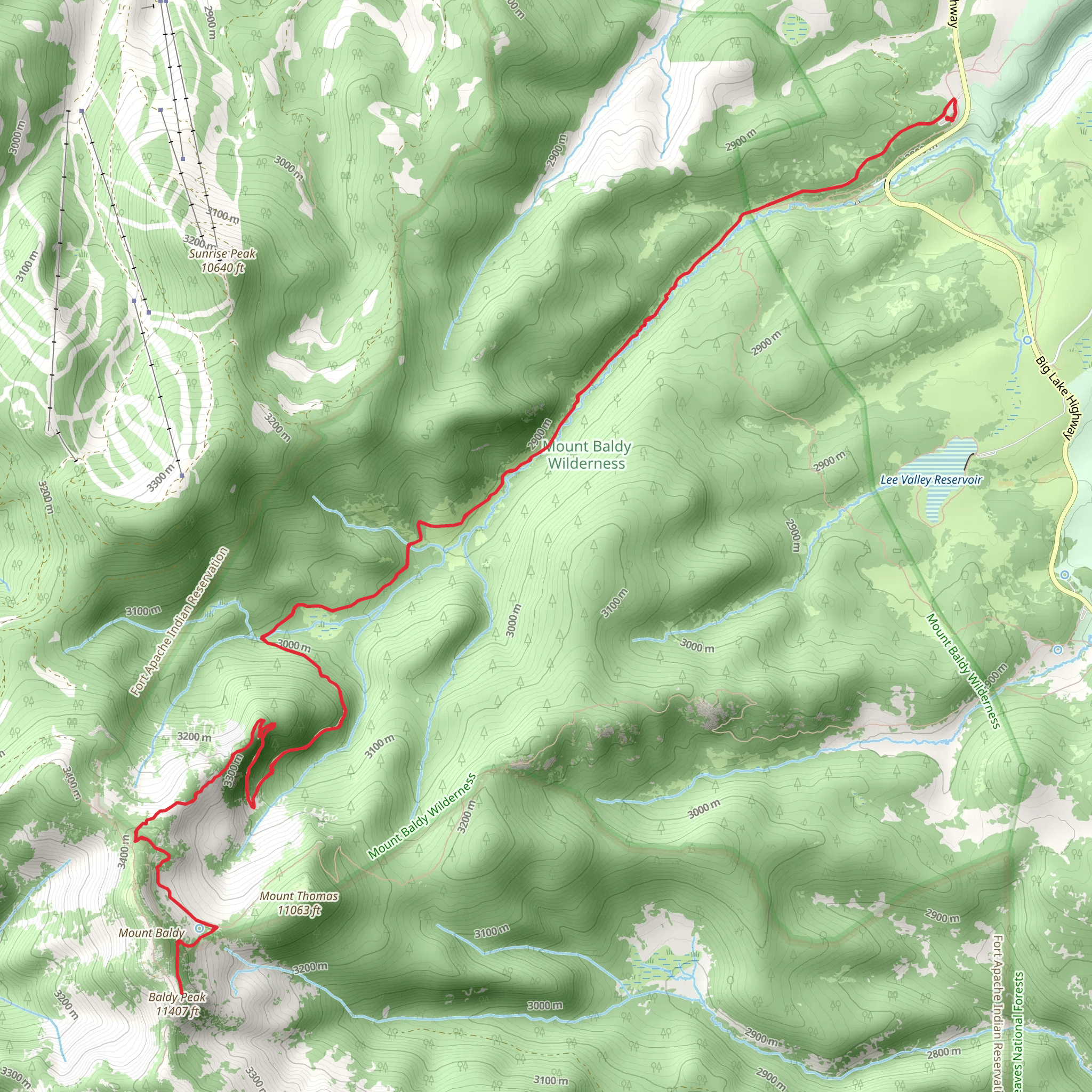 Baldy Peak via West Baldy Trail mobile static map