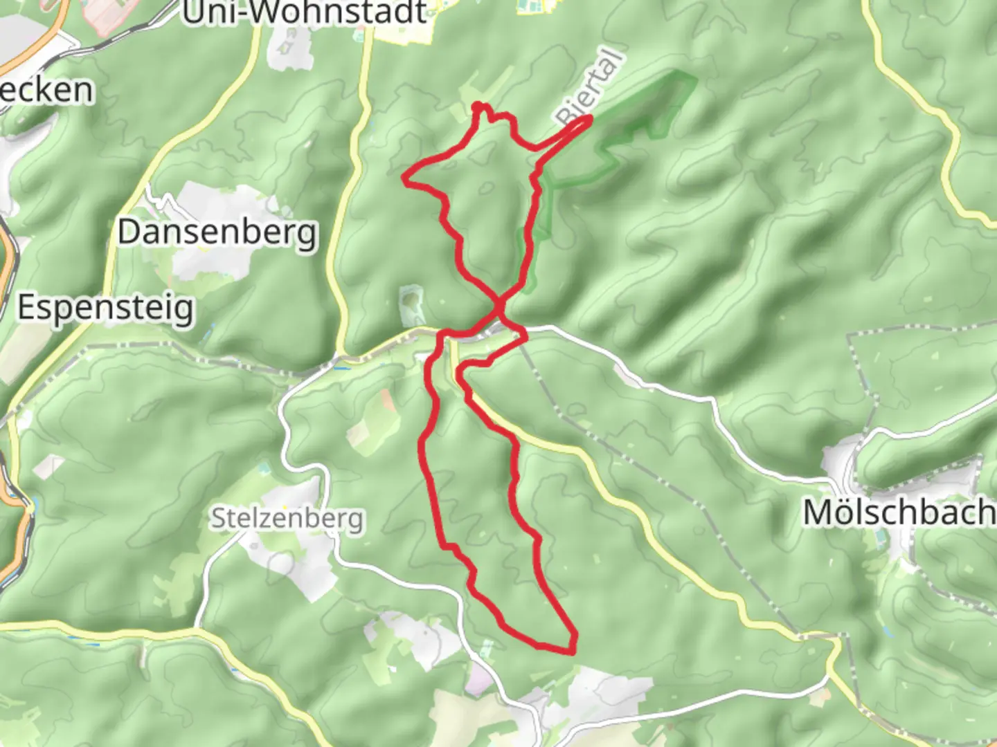 An image depicting the trail Bremerhof and Aschbacher Loop and its surrounding area.