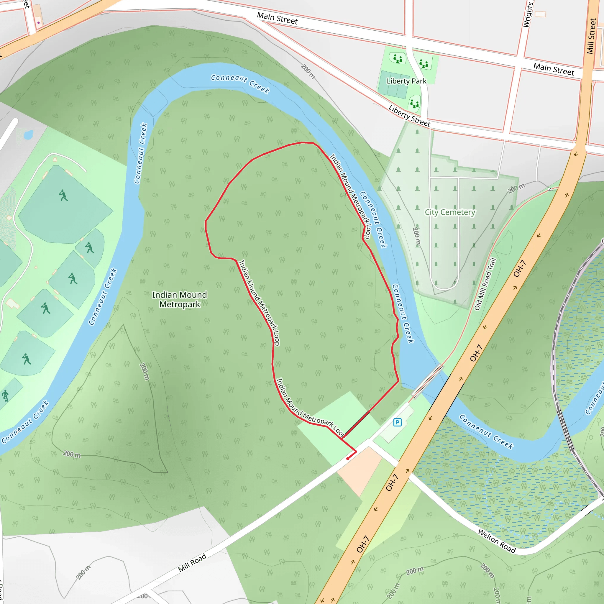 Indian Mound Metropark Loop mobile static map