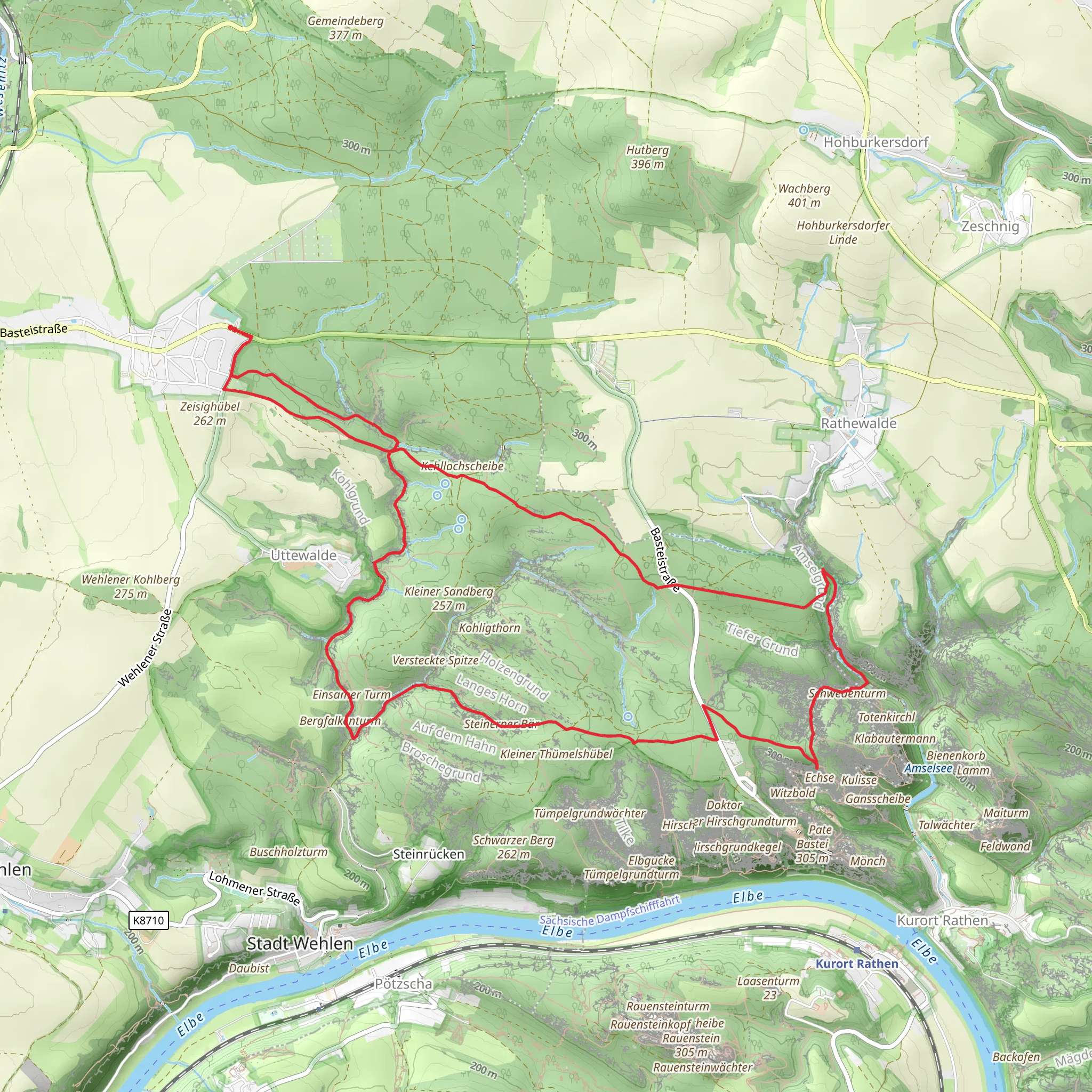 Steinerner Bär via Basteir Rundweg and Wolfsberg Weg mobile static map