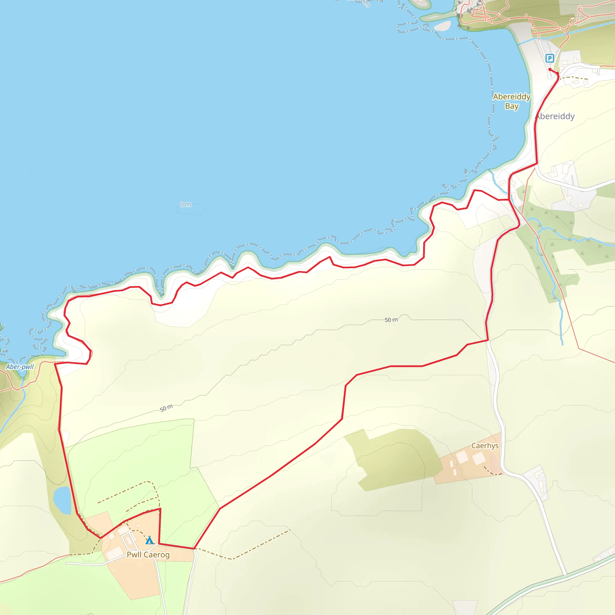 Abereiddi - Pwll - Caerog mobile static map