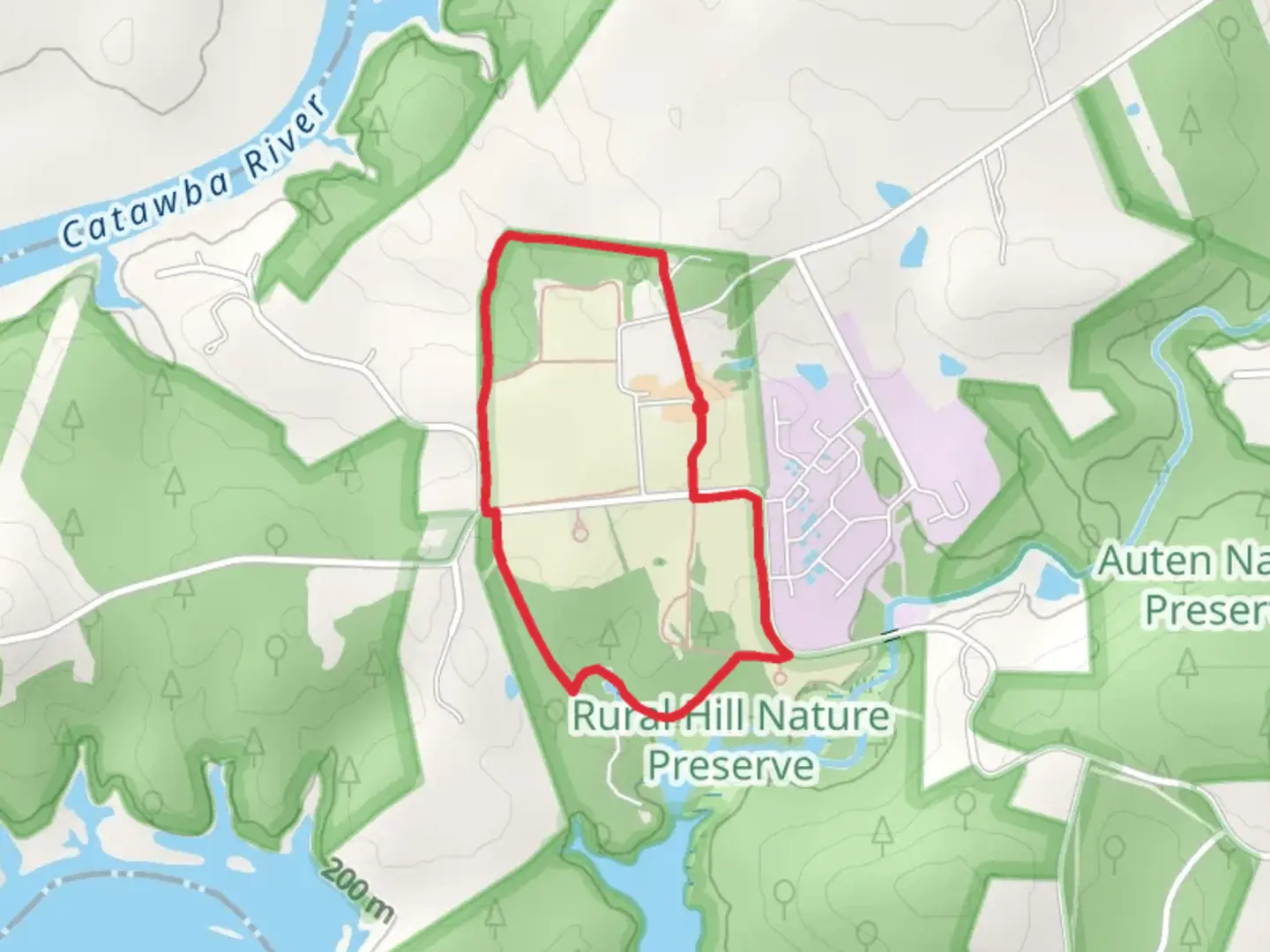 An image depicting the trail Rural Hill Cemetery Loop and its surrounding area.