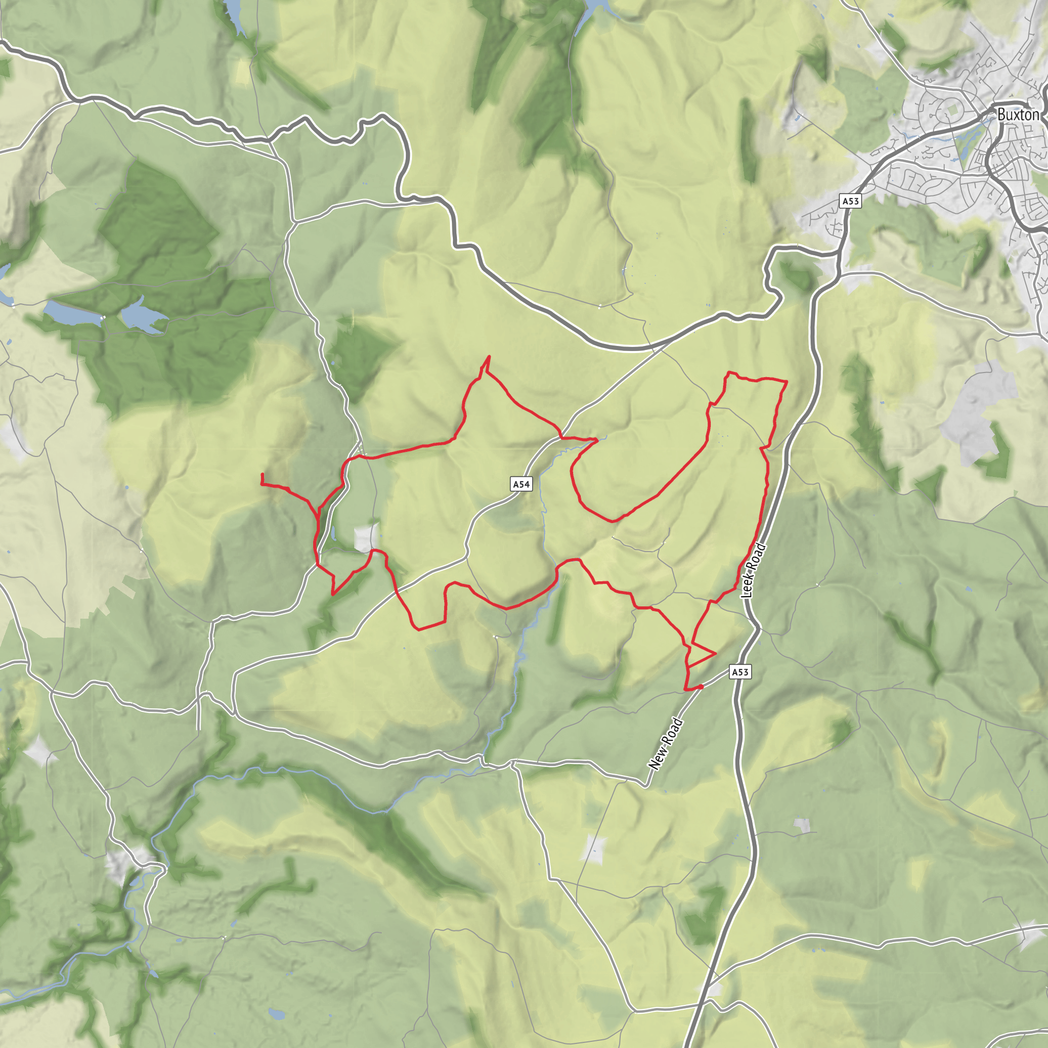 Three Shires Head, Shutlingsloe, Danebower and Dane Head Loop mobile static map