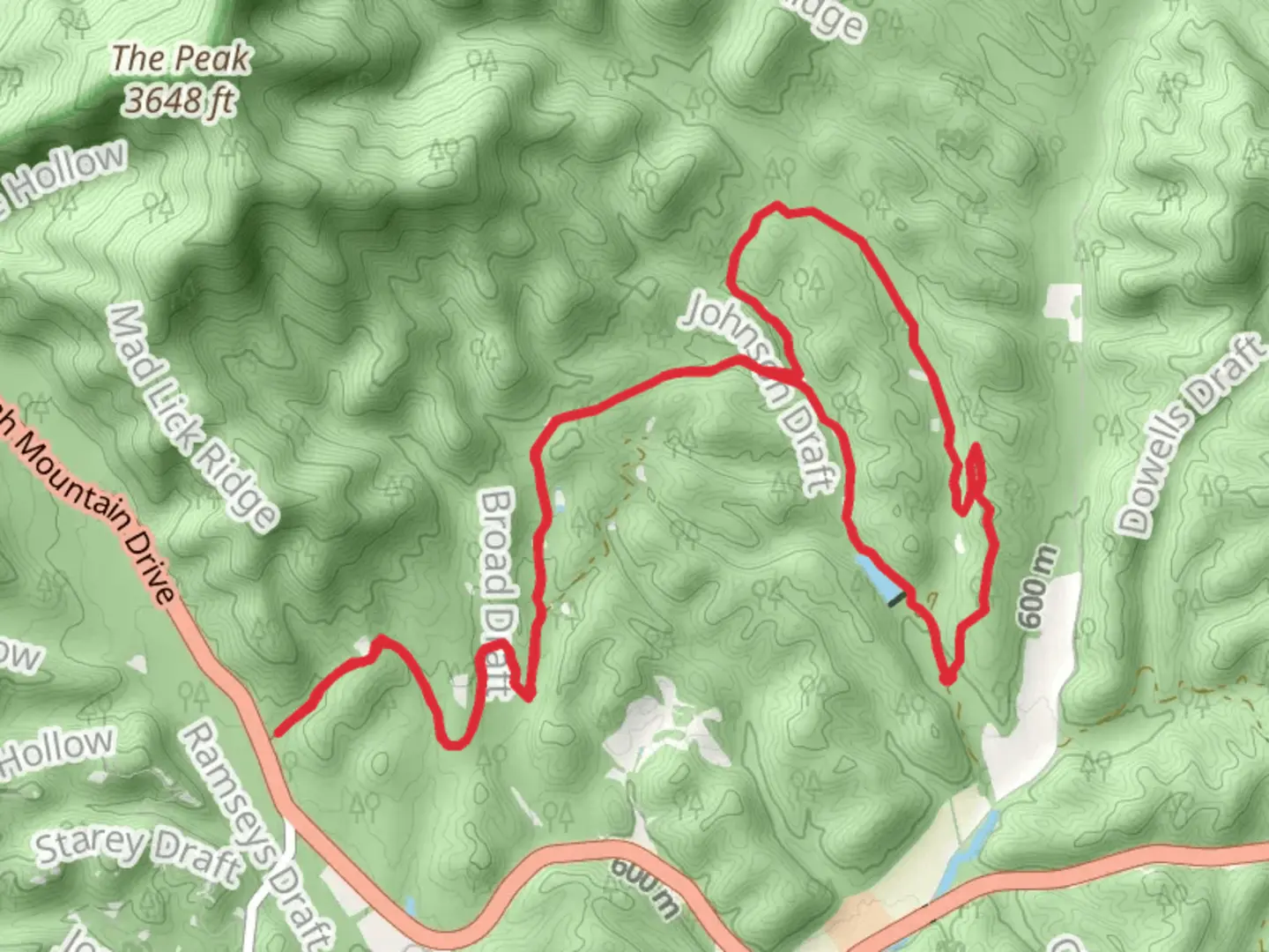 An image depicting the trail Bald Ridge Trail and Augusta Trail and its surrounding area.