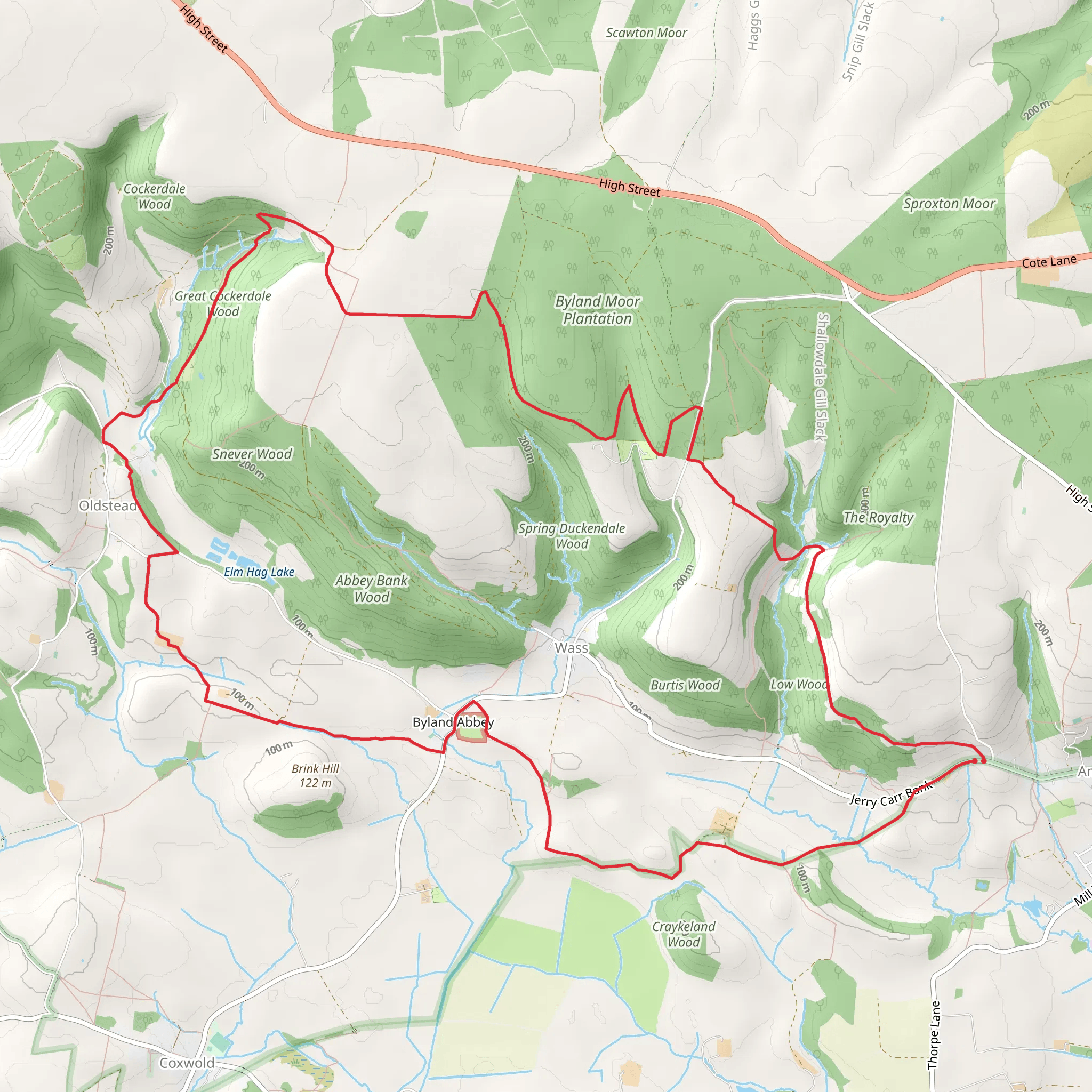 Wass Loop from Ampleforth mobile static map