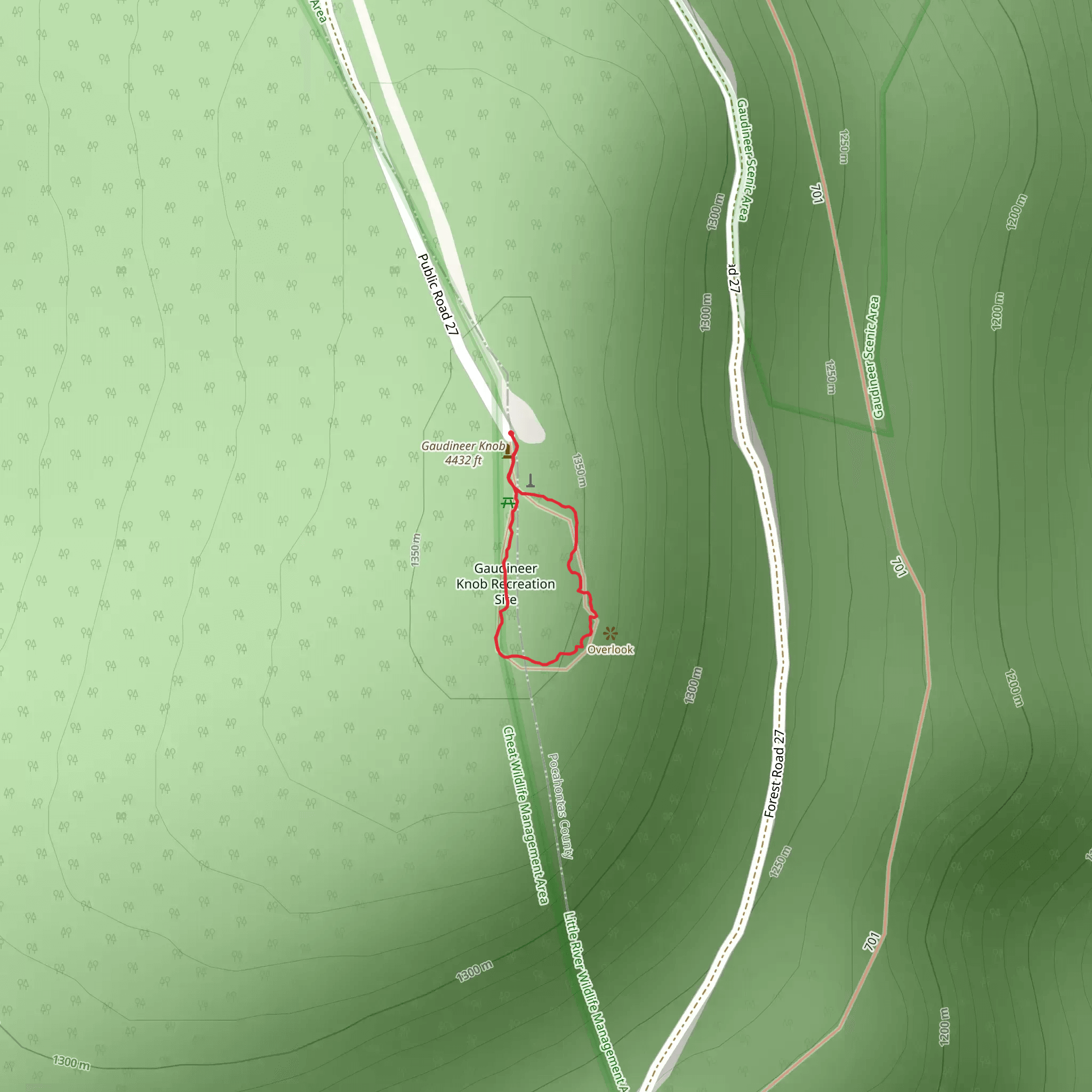 Gaudineer Knob Trail mobile static map