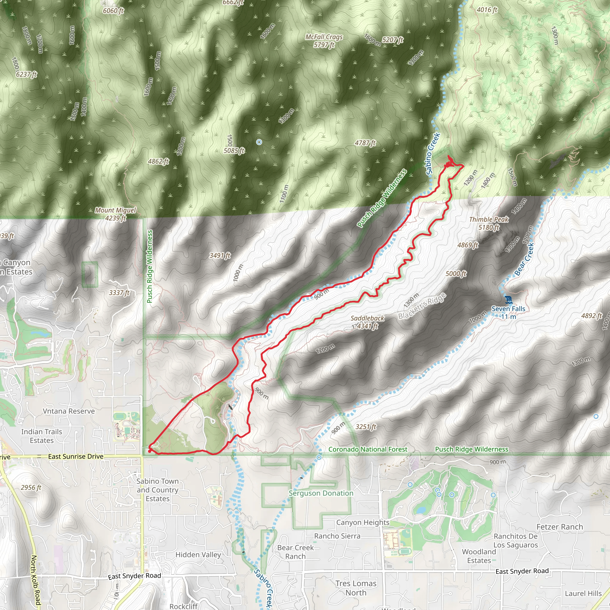Sabino Creek Loop mobile static map