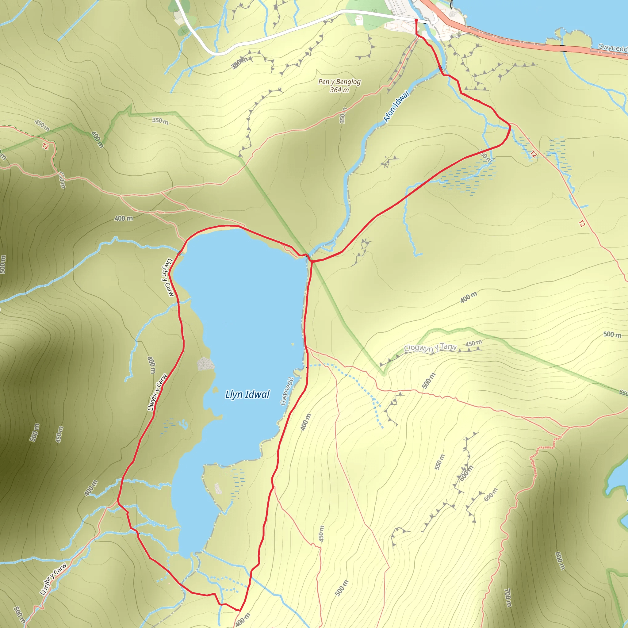 A Circuit of Llyn Idwal from Ogwen Cottage mobile static map