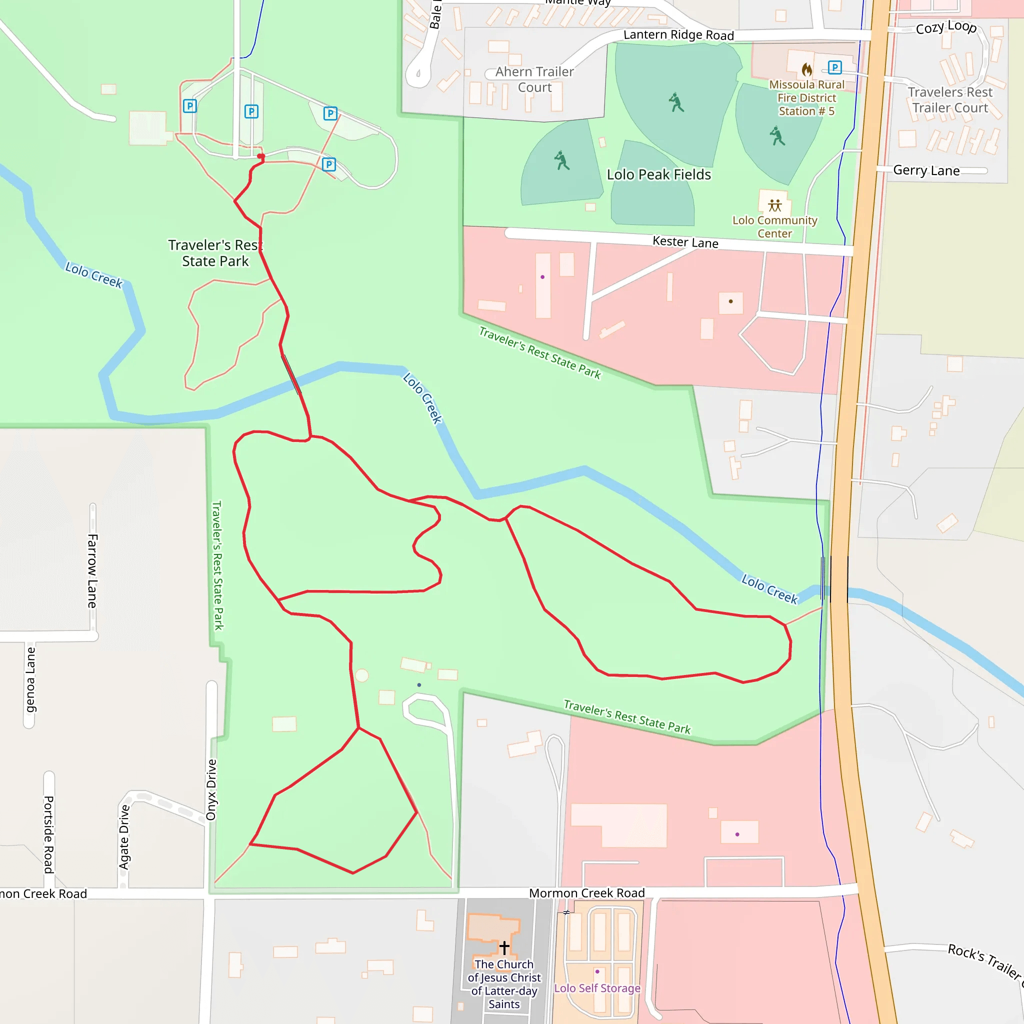 Traveler's Rest State Park Loop mobile static map