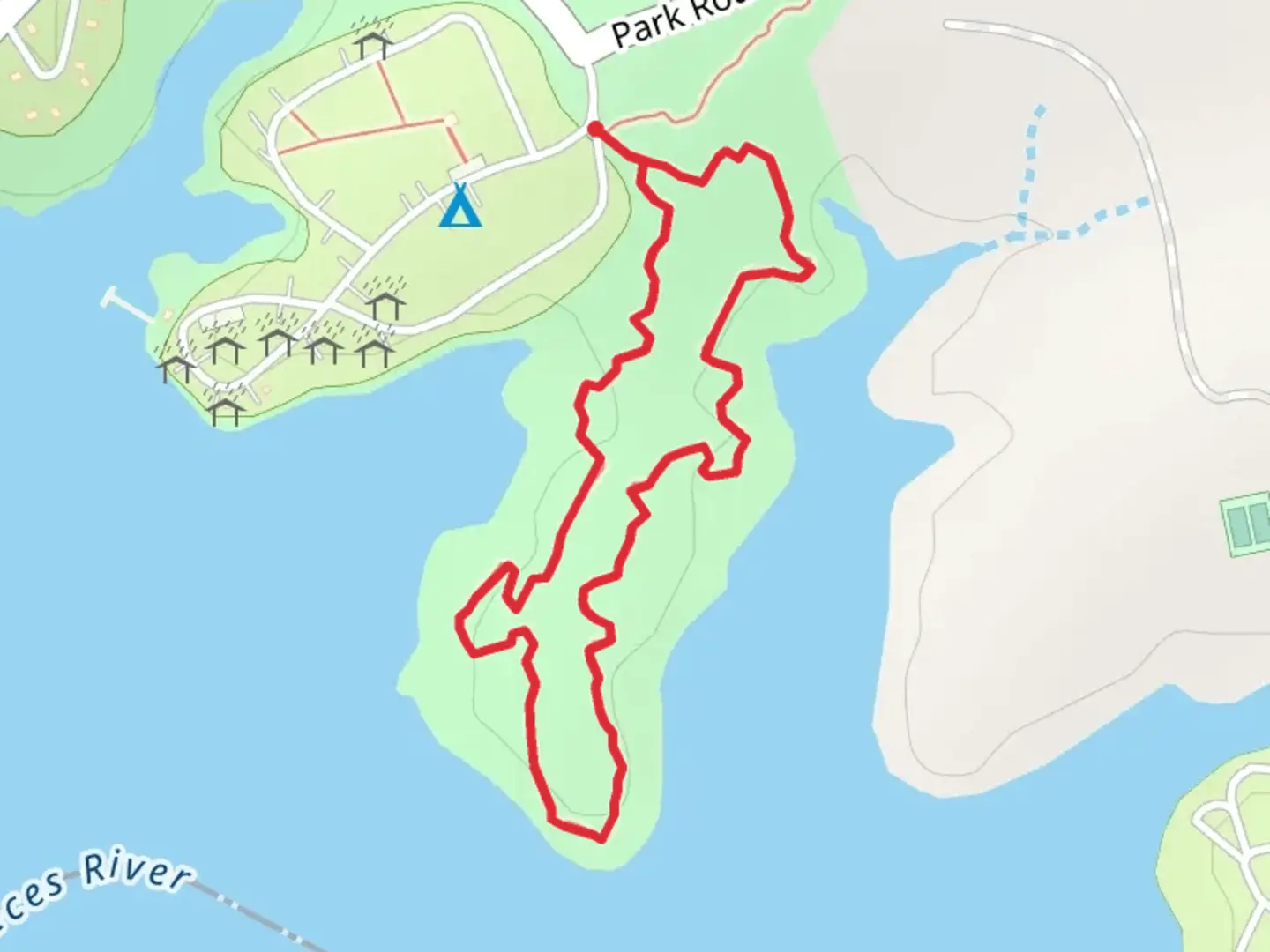 An image depicting the trail Catfish Point Loop Trail and its surrounding area.