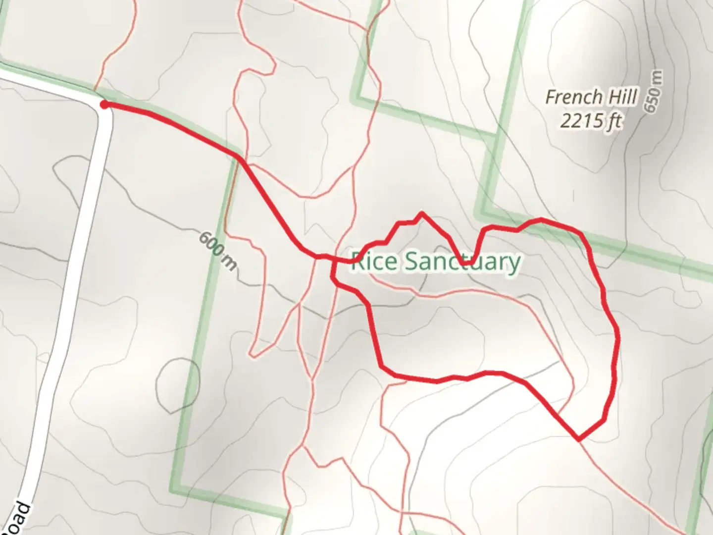 An image depicting the trail French Hill Loop and its surrounding area.