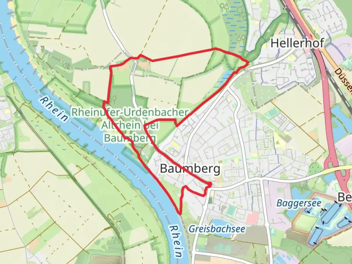 An image depicting the trail Baumberg Loop and its surrounding area.