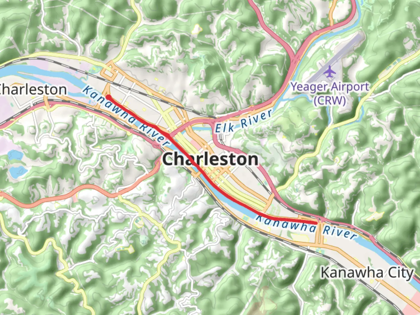 An image depicting the trail Kanawha River Trail and its surrounding area.