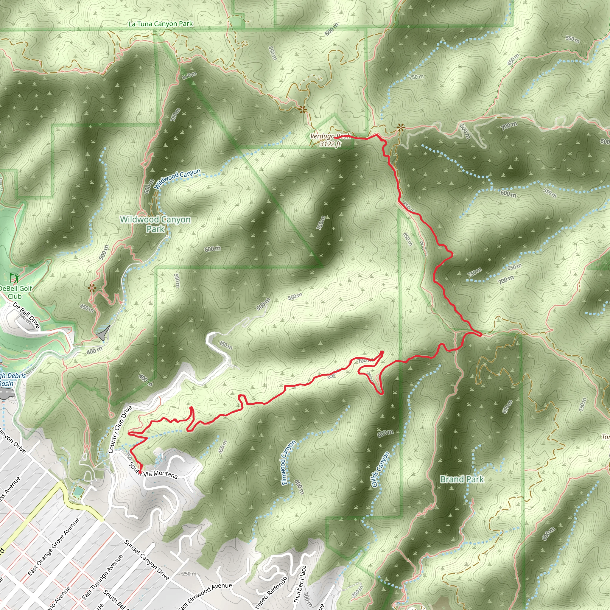 Old Skyline Motorway and Verdugo Crest mobile static map