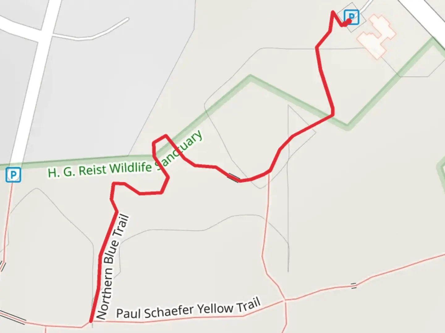 An image depicting the trail Paul Schaefer Yellow and Northern Blue Trail and its surrounding area.