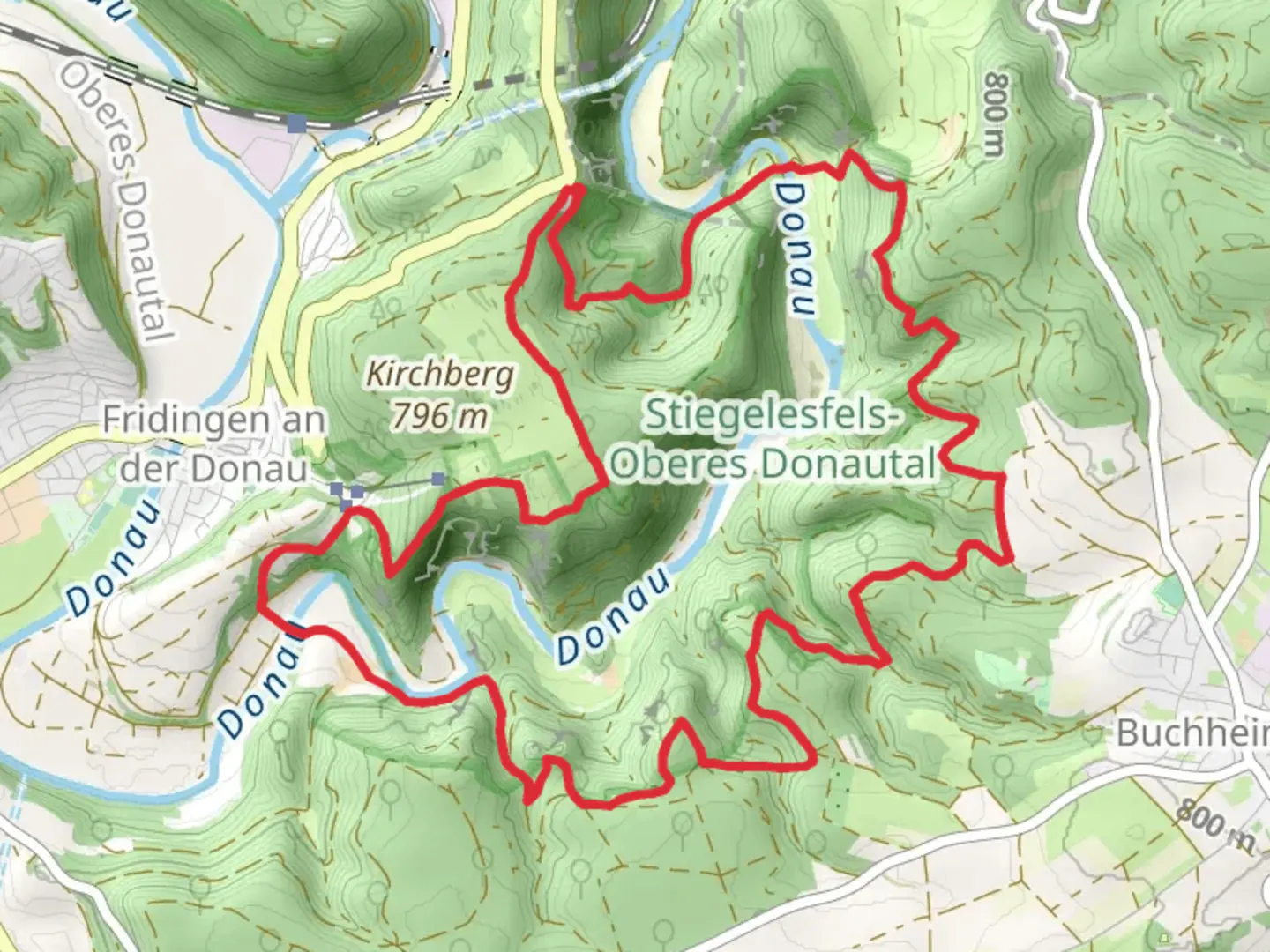 An image depicting the trail Schloss Bronnen to Ruine Kallenberg and Stiegekesfels Loop and its surrounding area.