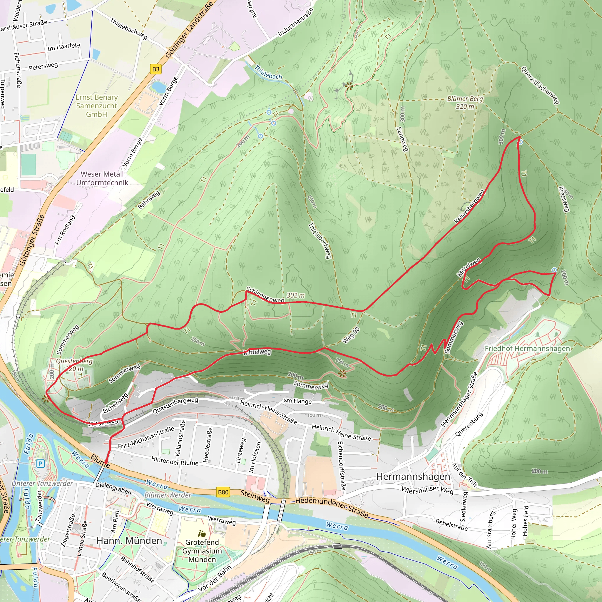 Gaussrunde and Blume B3 Loop mobile static map