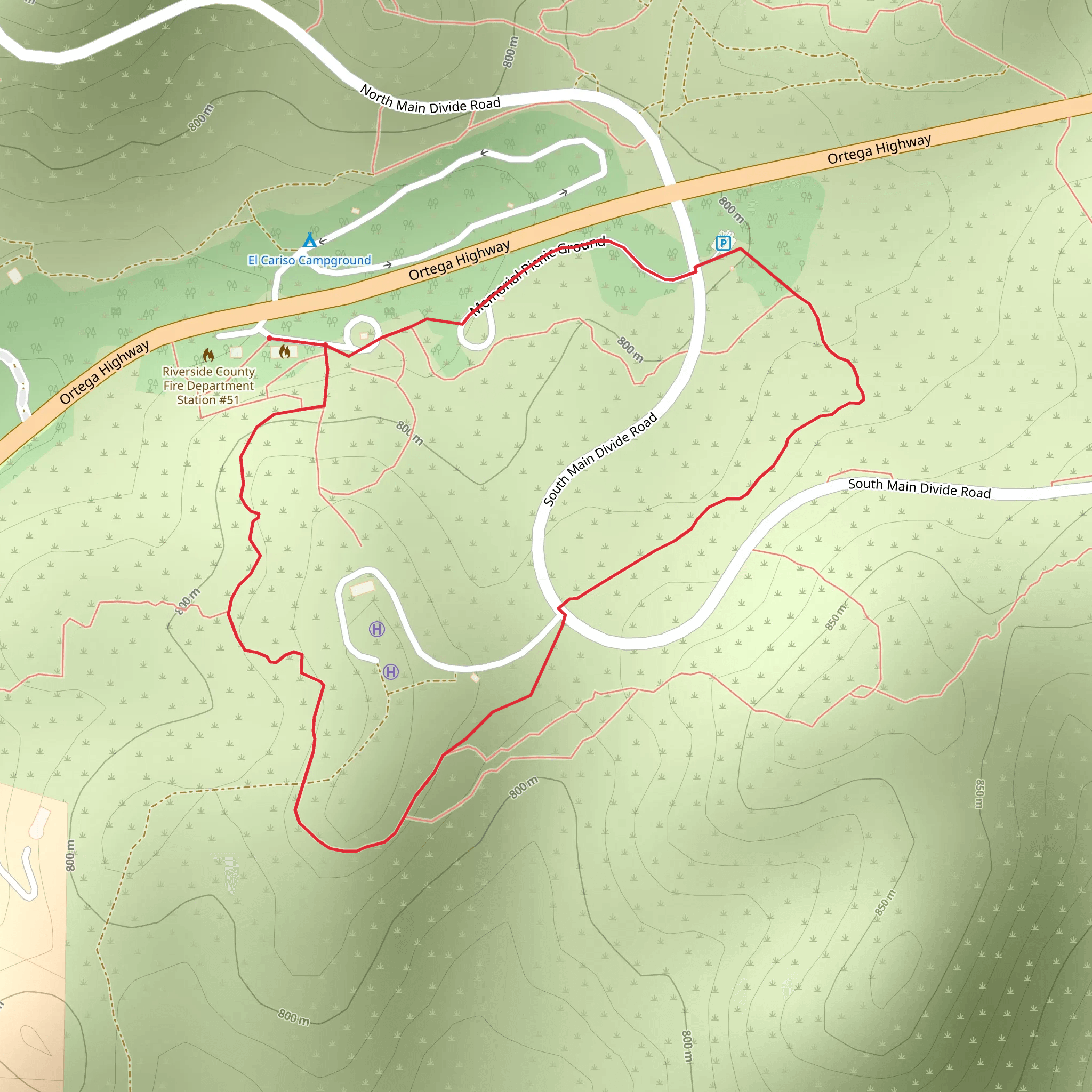 El Cariso Nature Loop mobile static map