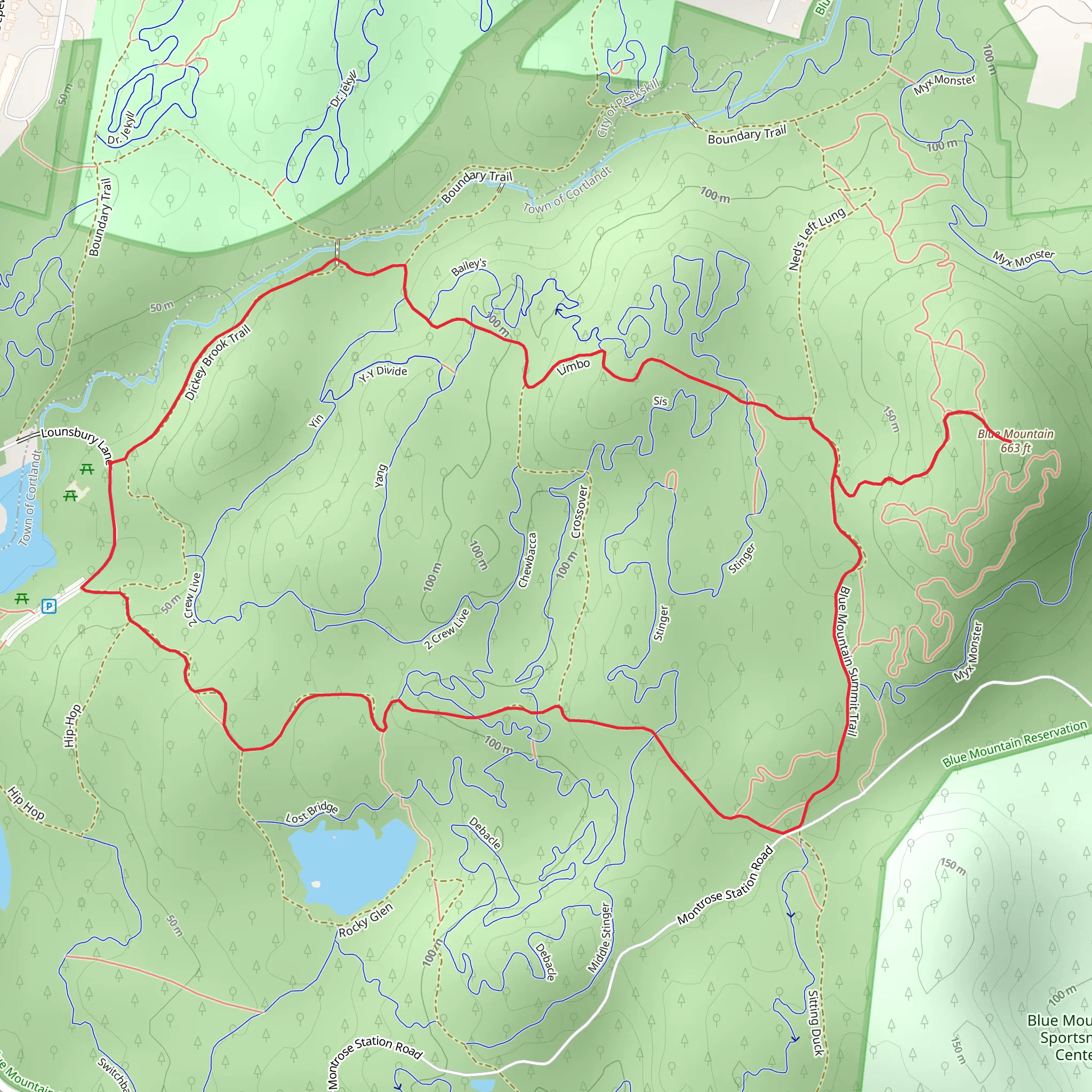 Blue Mountain Summit Trail mobile static map