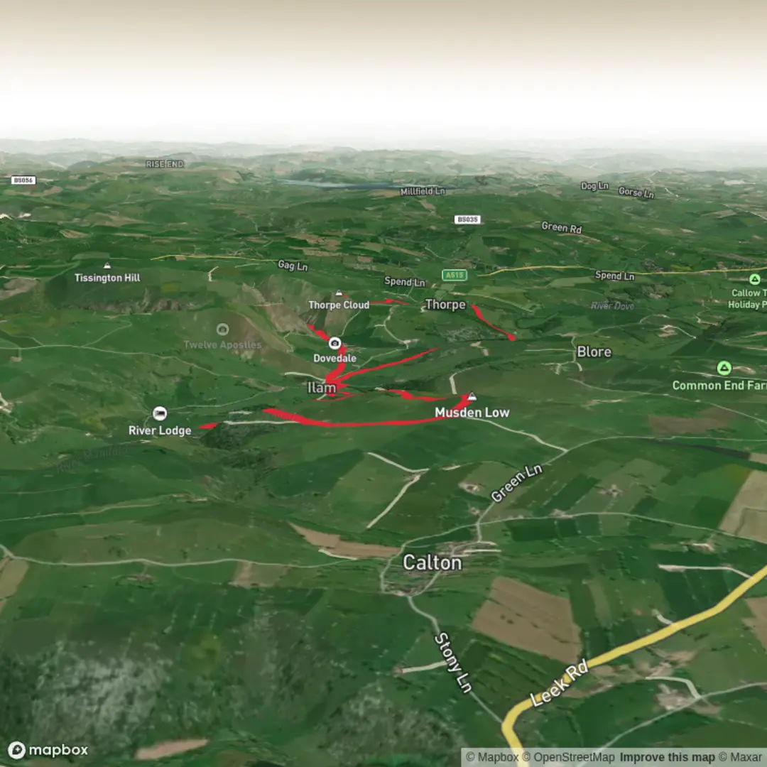 An image depicting the trail Thorpe cloud & Musden Low and its surrounding area.
