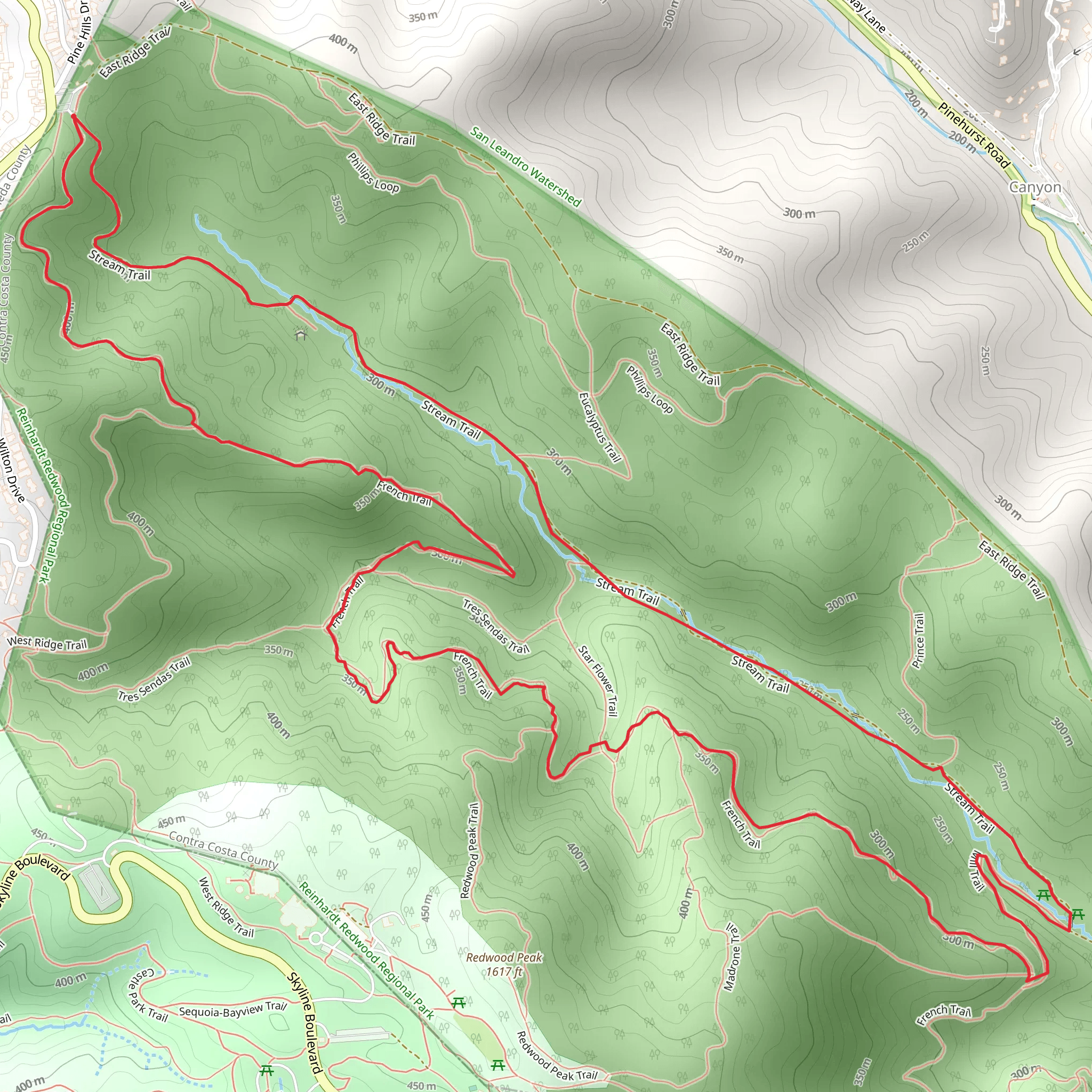 West Ridge and Stream Loop Trail mobile static map