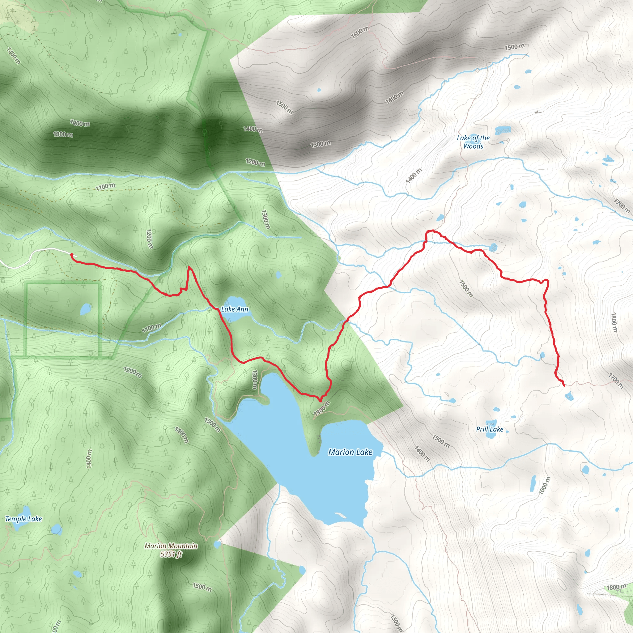Swallow Lake, Marion Lake and Lake Ann Trail mobile static map