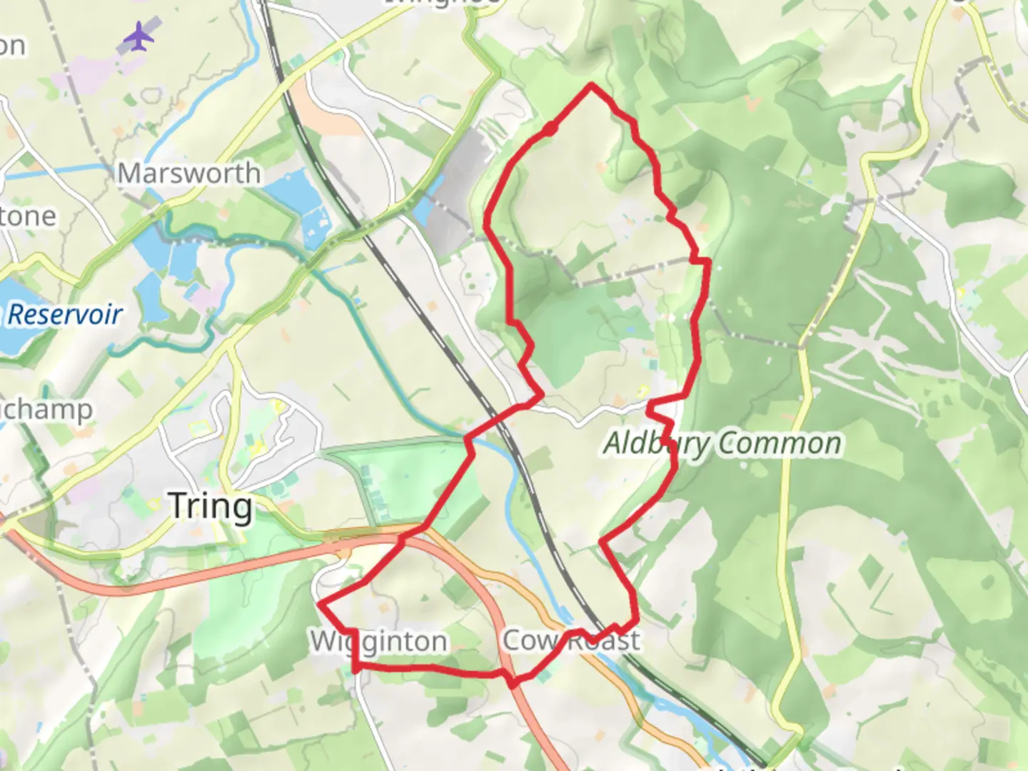 An image depicting the trail Pitstone Hill and its surrounding area.