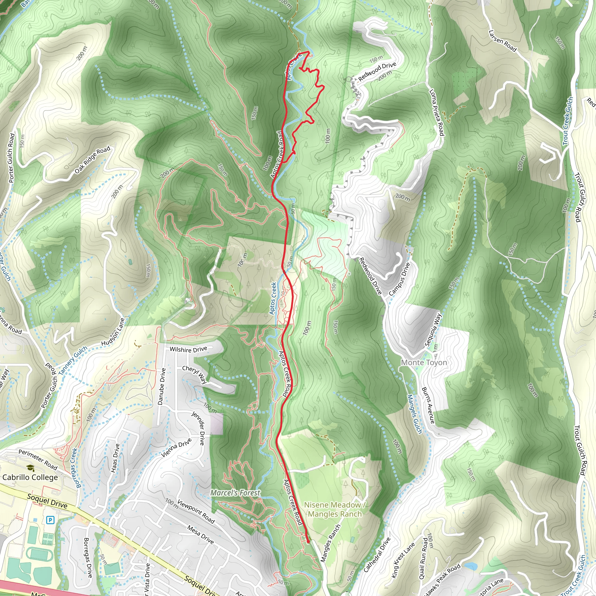 Aptos Creek and Porter Trail mobile static map