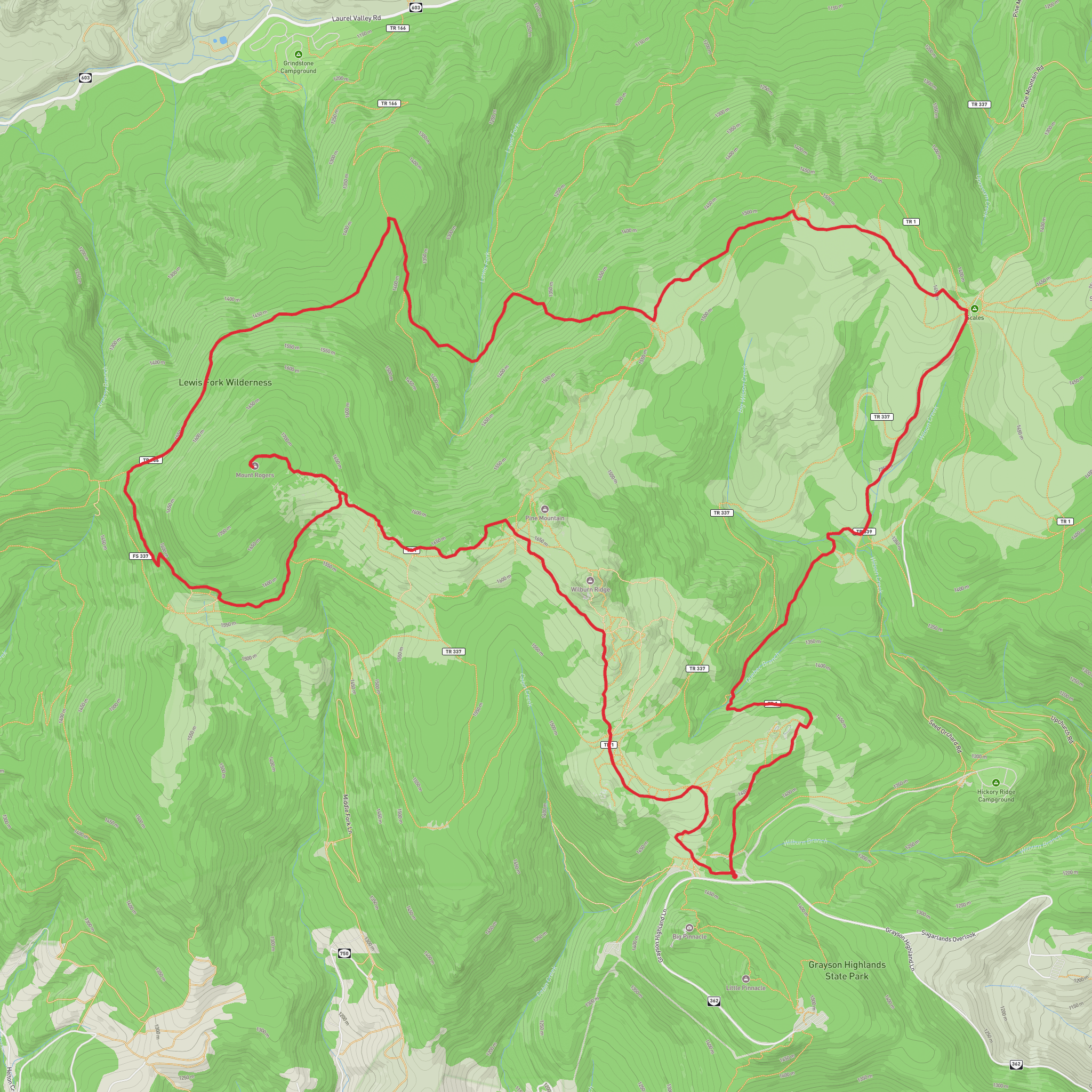 Grayson Highlands State Park - 3/26 mobile static map