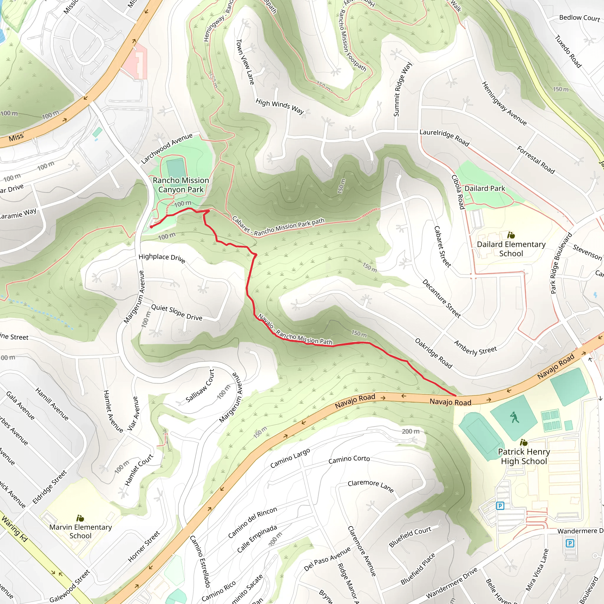 Navajo - Rancho Mission Path mobile static map