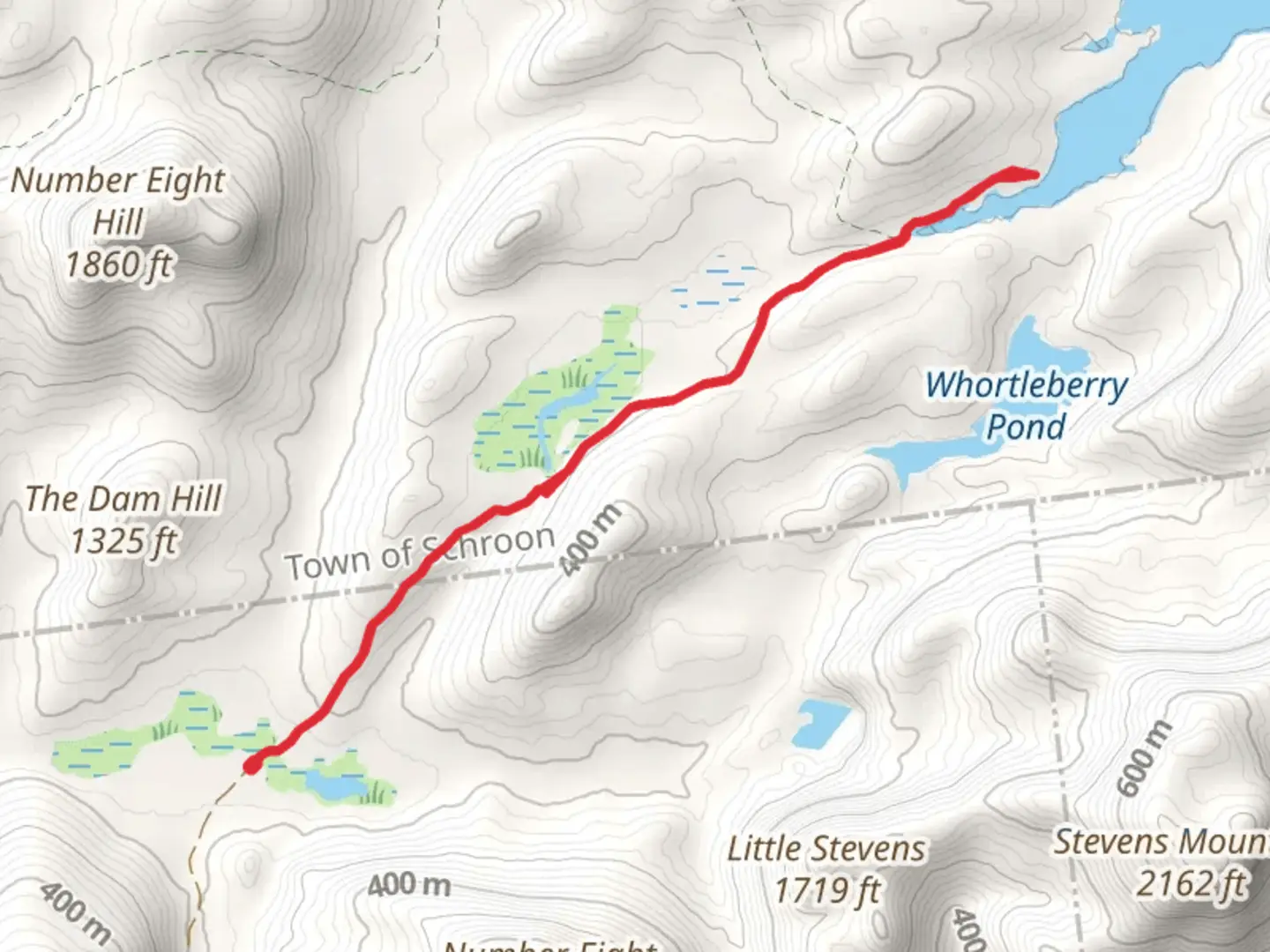 An image depicting the trail Pharoah Lake Trail via Pharaoh Lake Brook and its surrounding area.