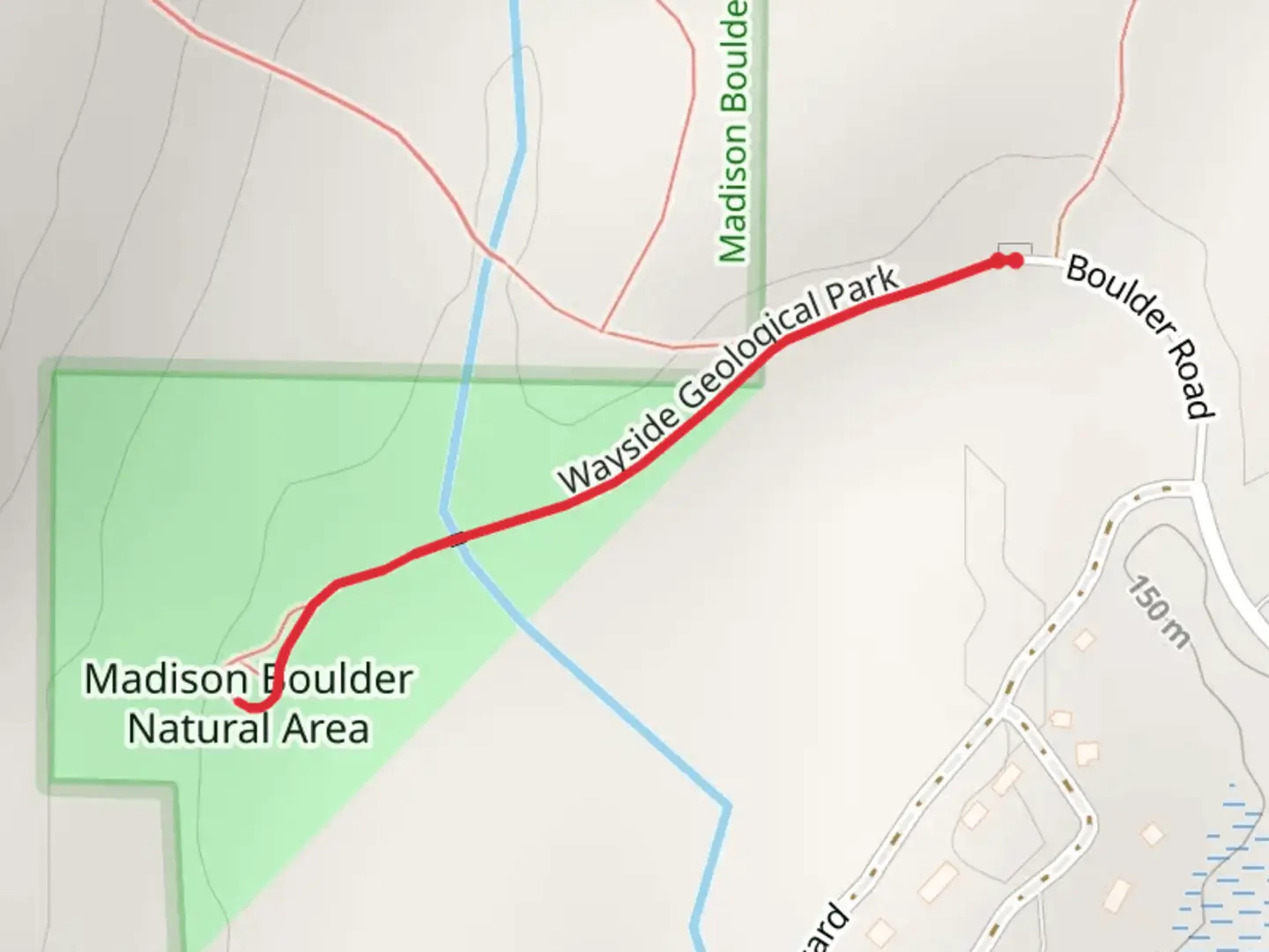 An image depicting the trail Madison Boulder St Geol Site Trail and its surrounding area.