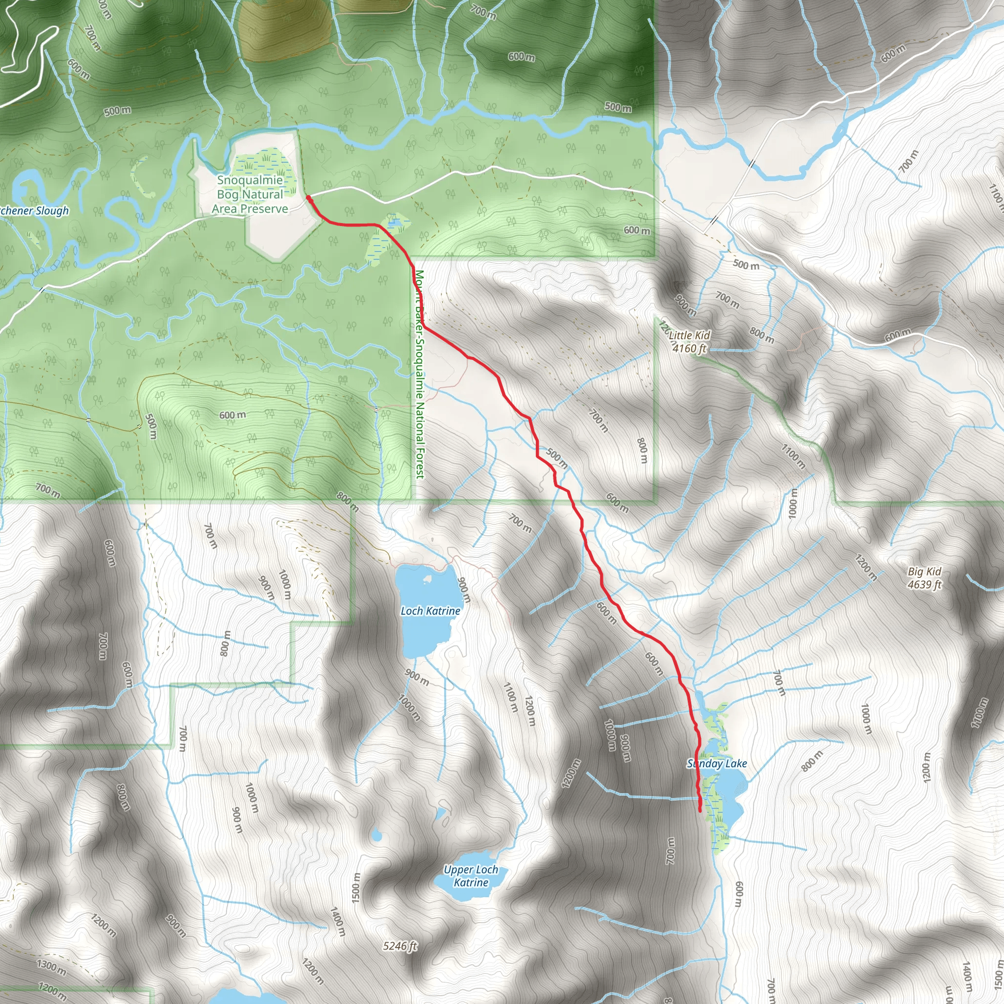 Sunday Lake Trail mobile static map