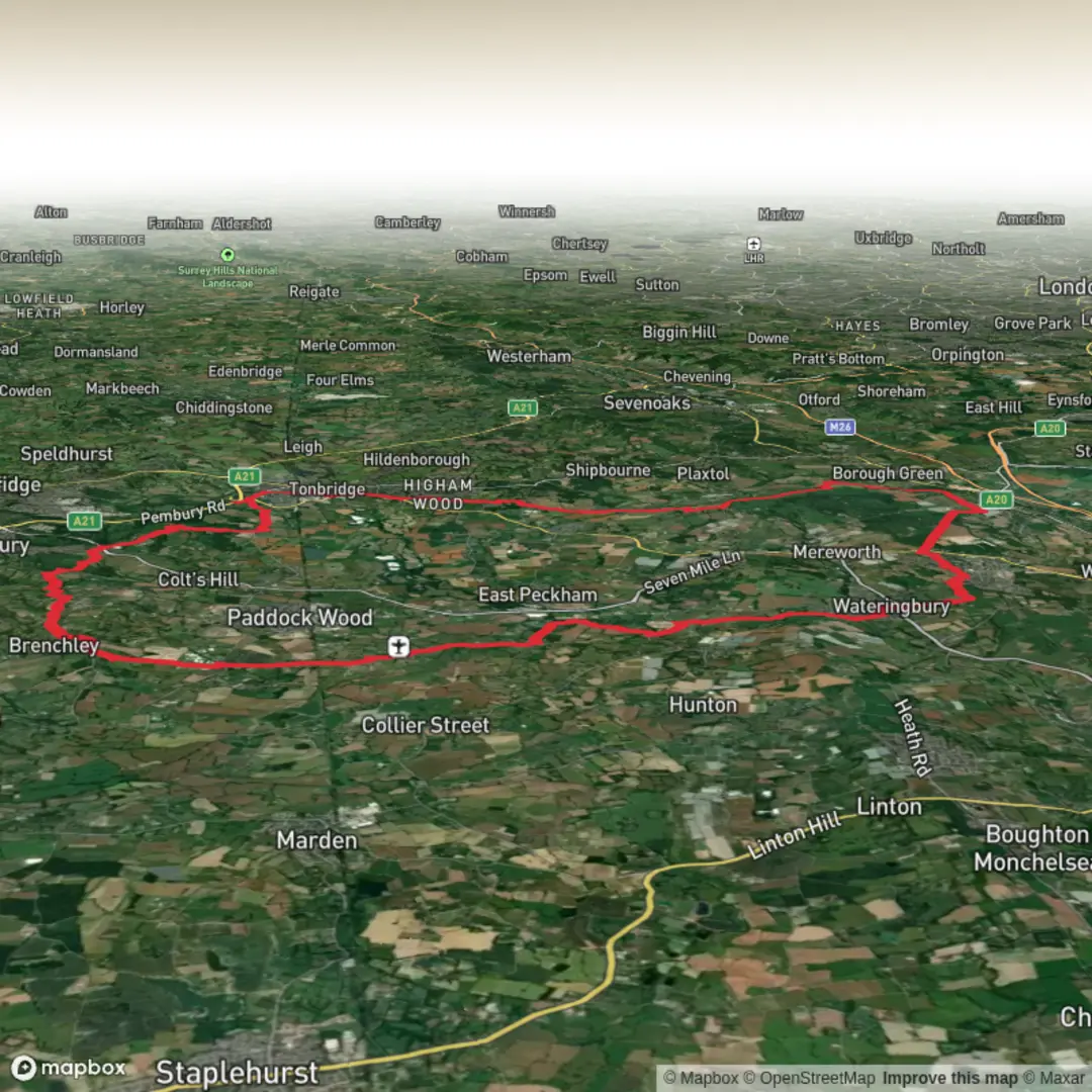 An image depicting the trail Kings Hill 50km plus and its surrounding area.