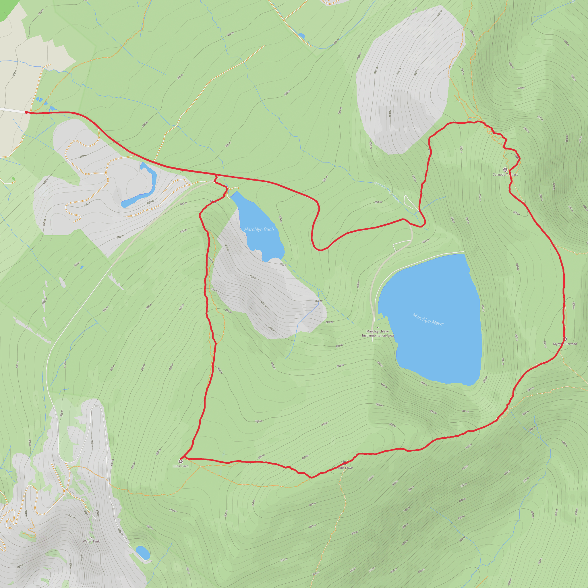 Carnedd Y Filiast, Mynydd Perfedd, Elidir Fawr & Elidir Fach mobile static map