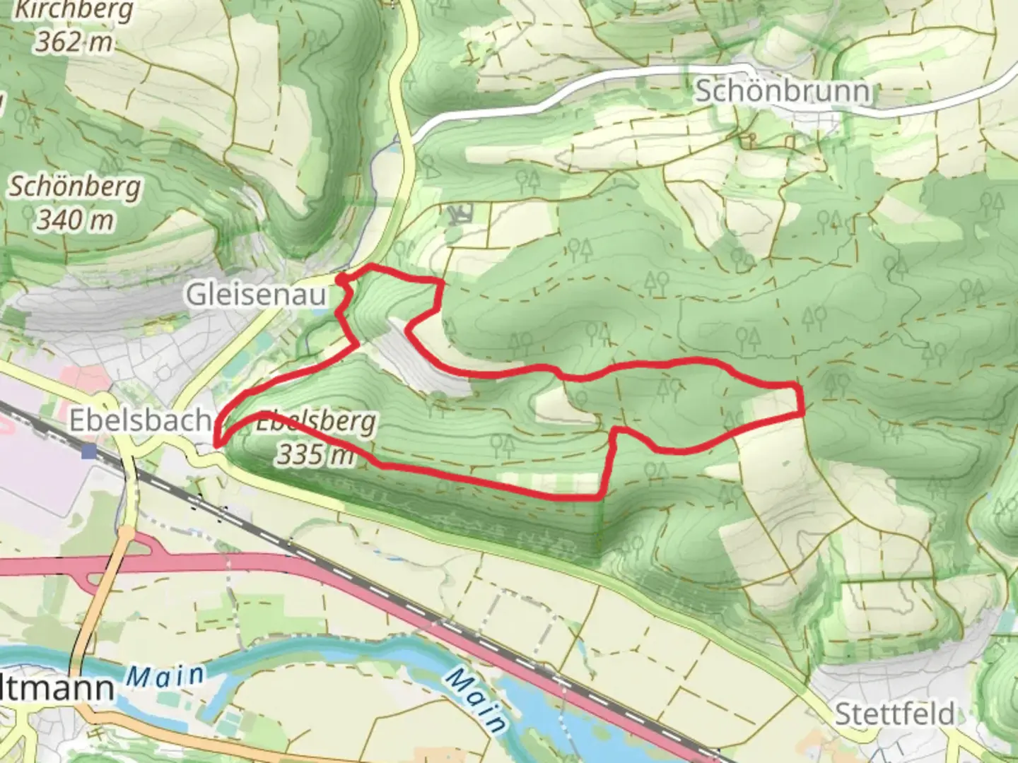 An image depicting the trail Heilig-Laender Runde, Mohrenbergrunde and Lauftour and its surrounding area.