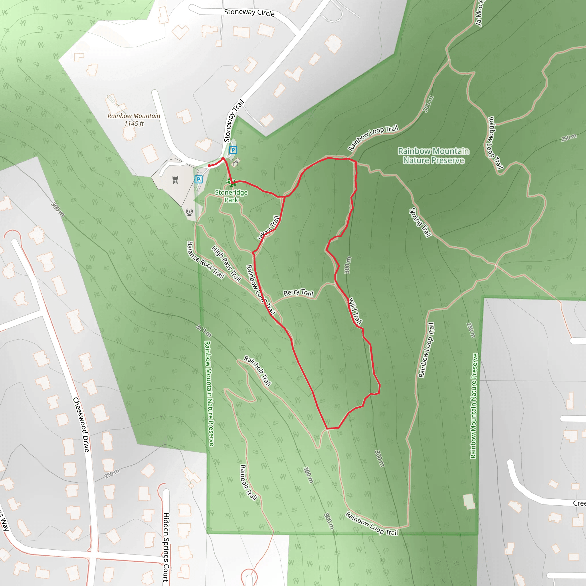 Rainbow and Jake's Loop Trail mobile static map