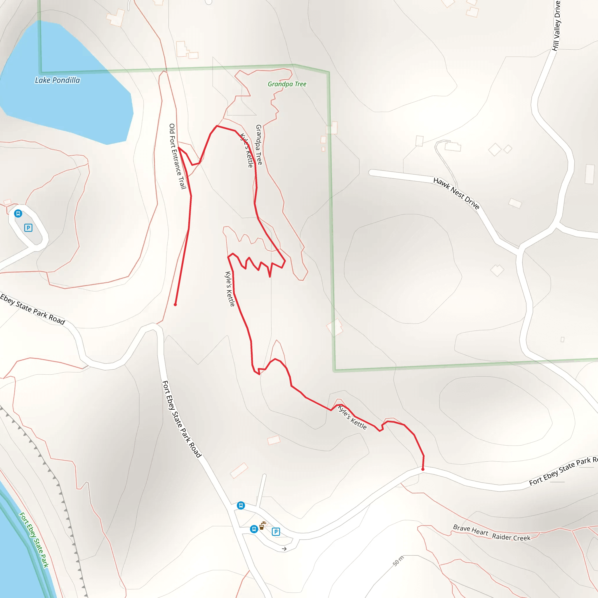 Kyle's Kettle and Old Fort Entrance Trail mobile static map