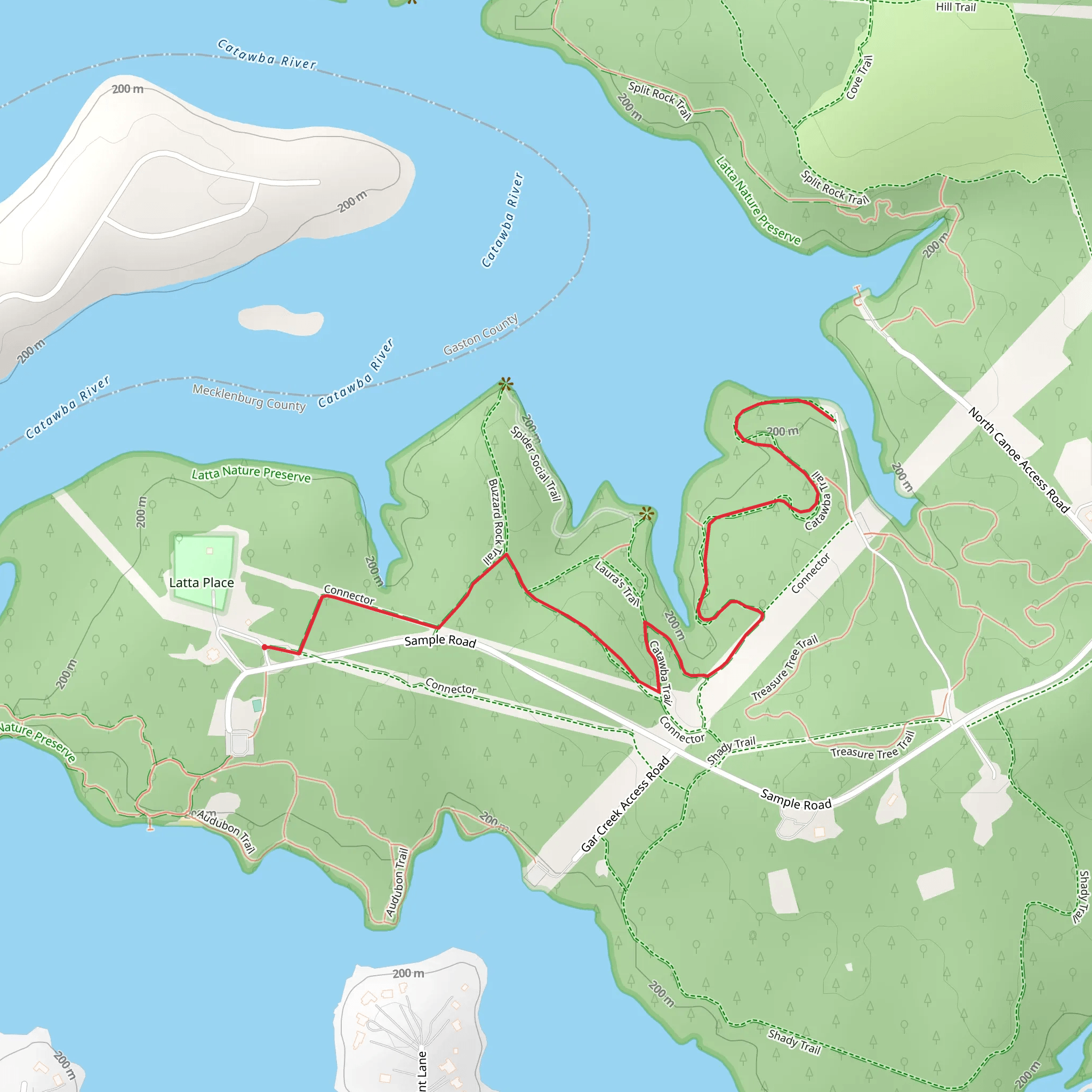 Catawba Trail via Connector mobile static map