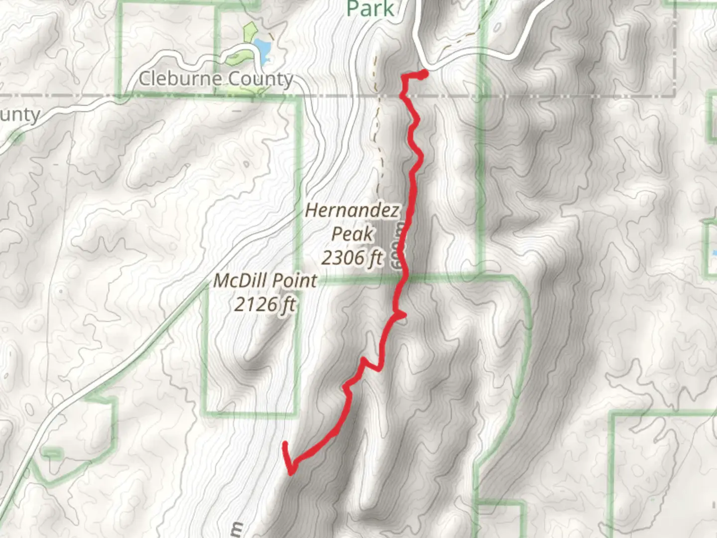 An image depicting the trail Cave Creek Trail Out and Back and its surrounding area.